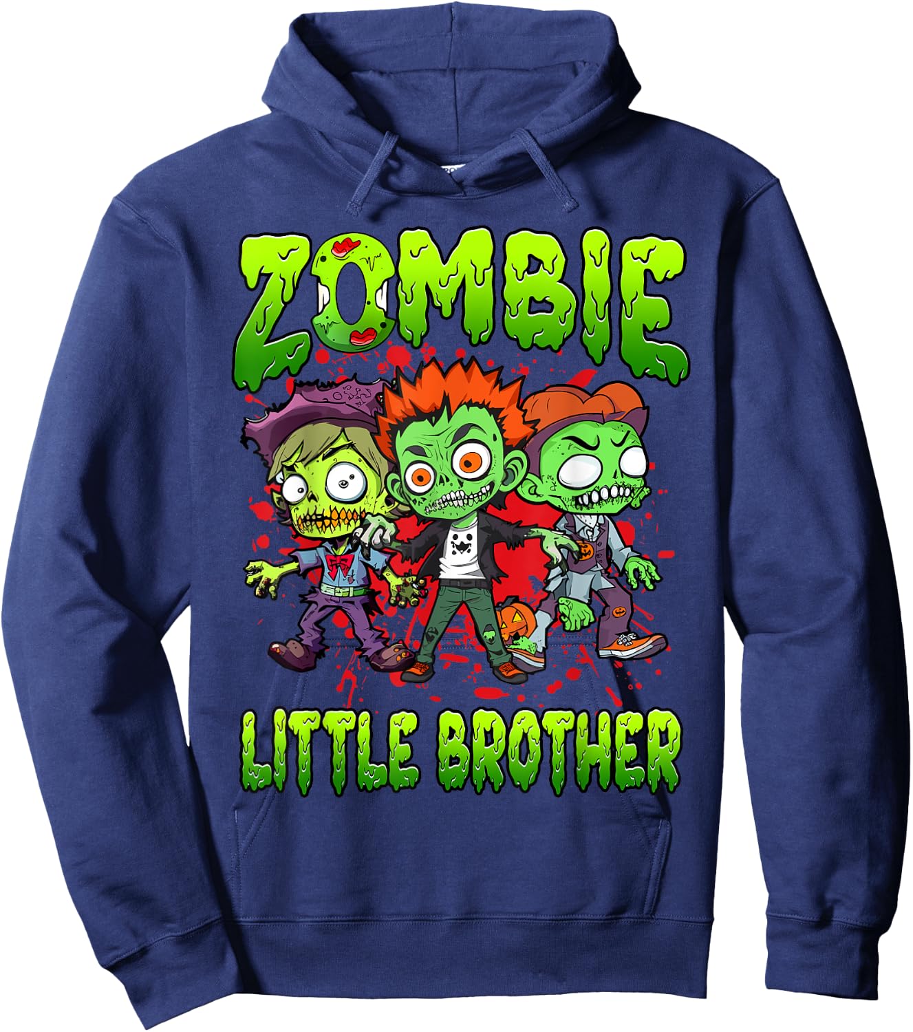 Zombie Little Brother Halloween Costume Family Matching Hoodie - Hoodie | Navy