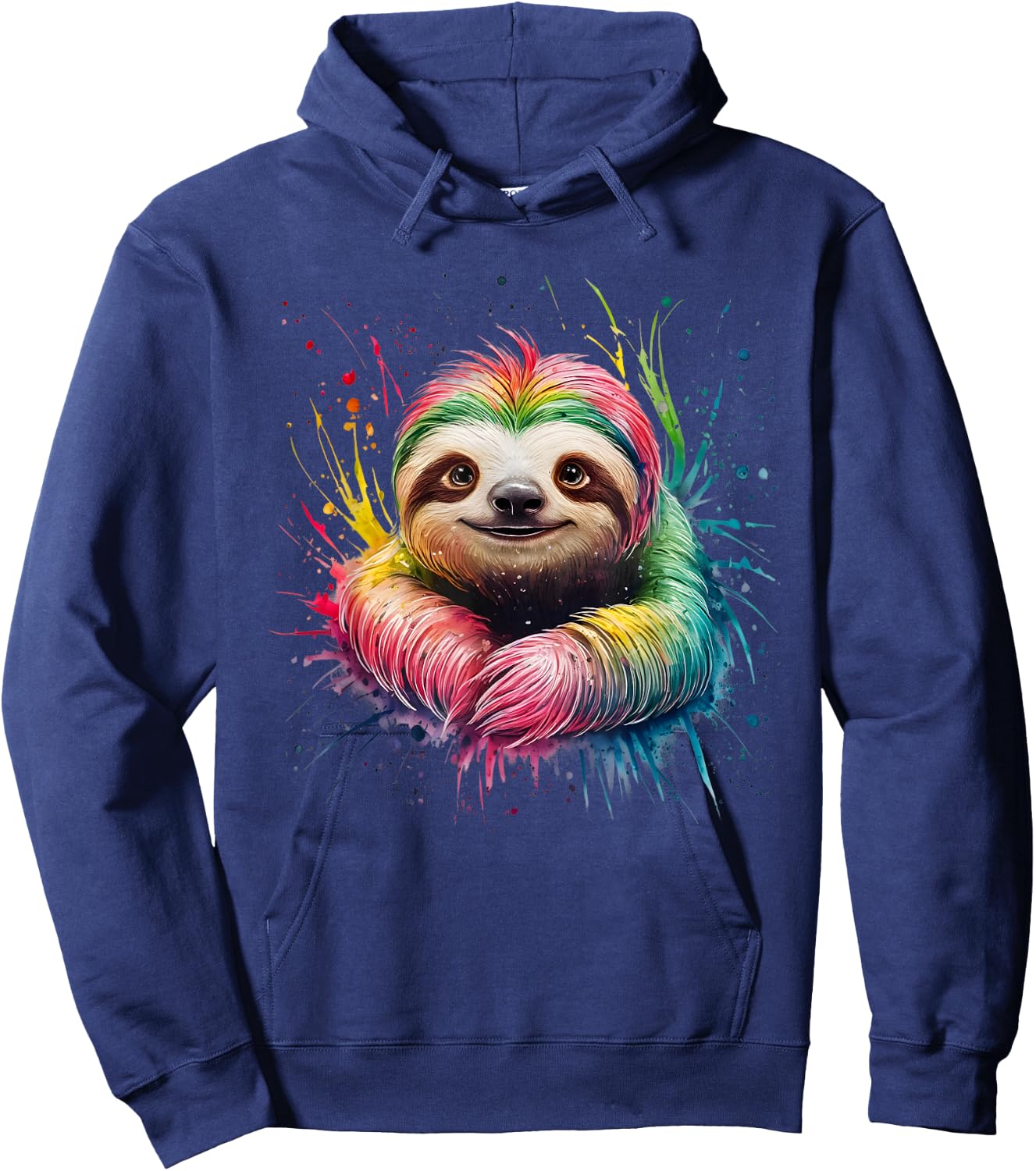 Sloth Men Woman Colorful Watercolor Sloth Hoodie - Hoodie | Navy