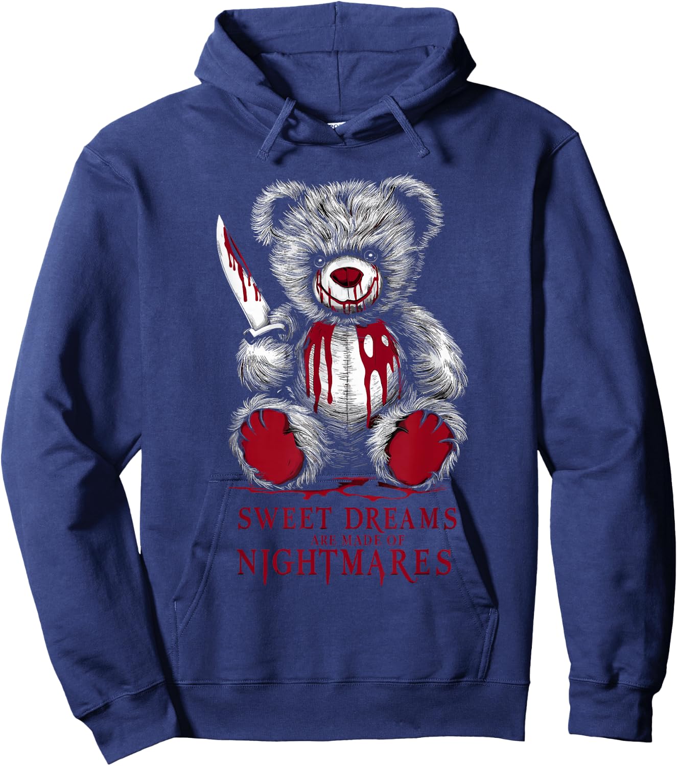 Terrifying Teddy Spooky Plush Horror Teddy Bear Scary Hoodie - Hoodie | Navy
