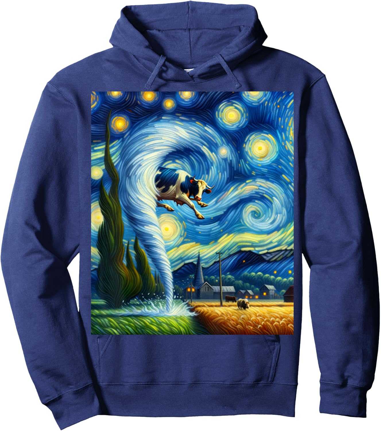 Tornado, Storm Chasing Van Gogh Starry Night Style Hoodie - Hoodie | Navy