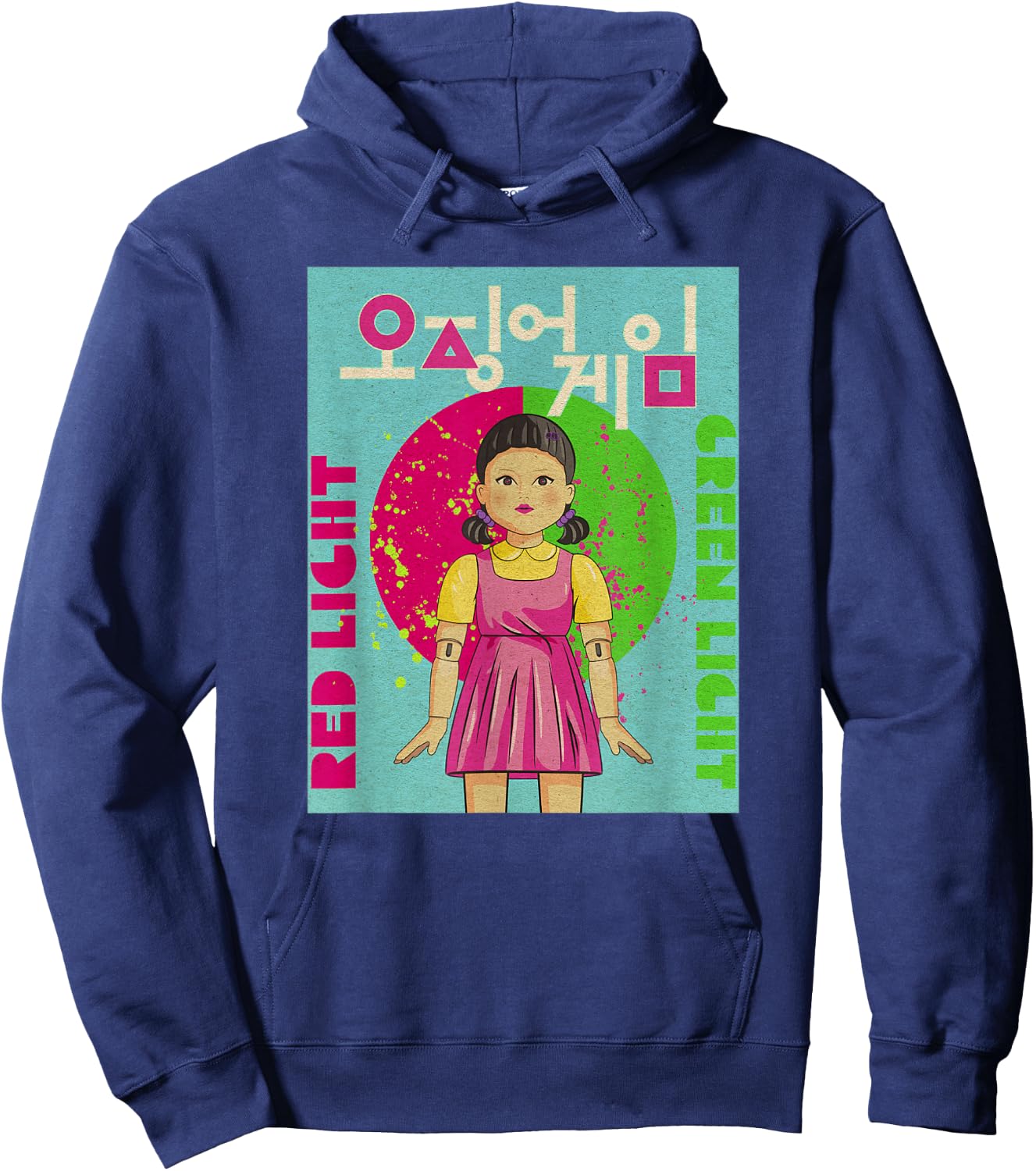 Squid Game Red Light Green Light Vintage Poster Hoodie - Hoodie | Navy