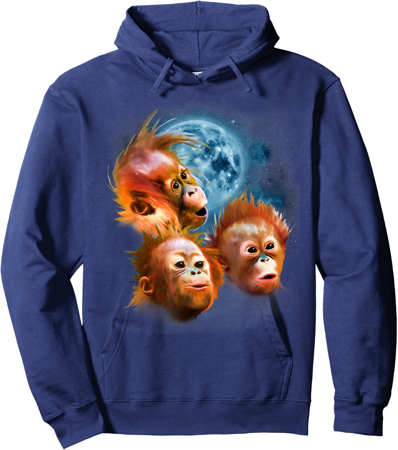 Funny Orangutan Shirt - Baby Orangutans Howling at the Moon Hoodie - Hoodie | Navy
