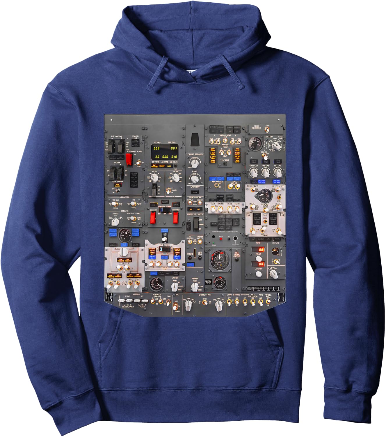 737 Overhead Panel Cockpit Airliner Aviation Aircraft Hoodie - Hoodie | Navy