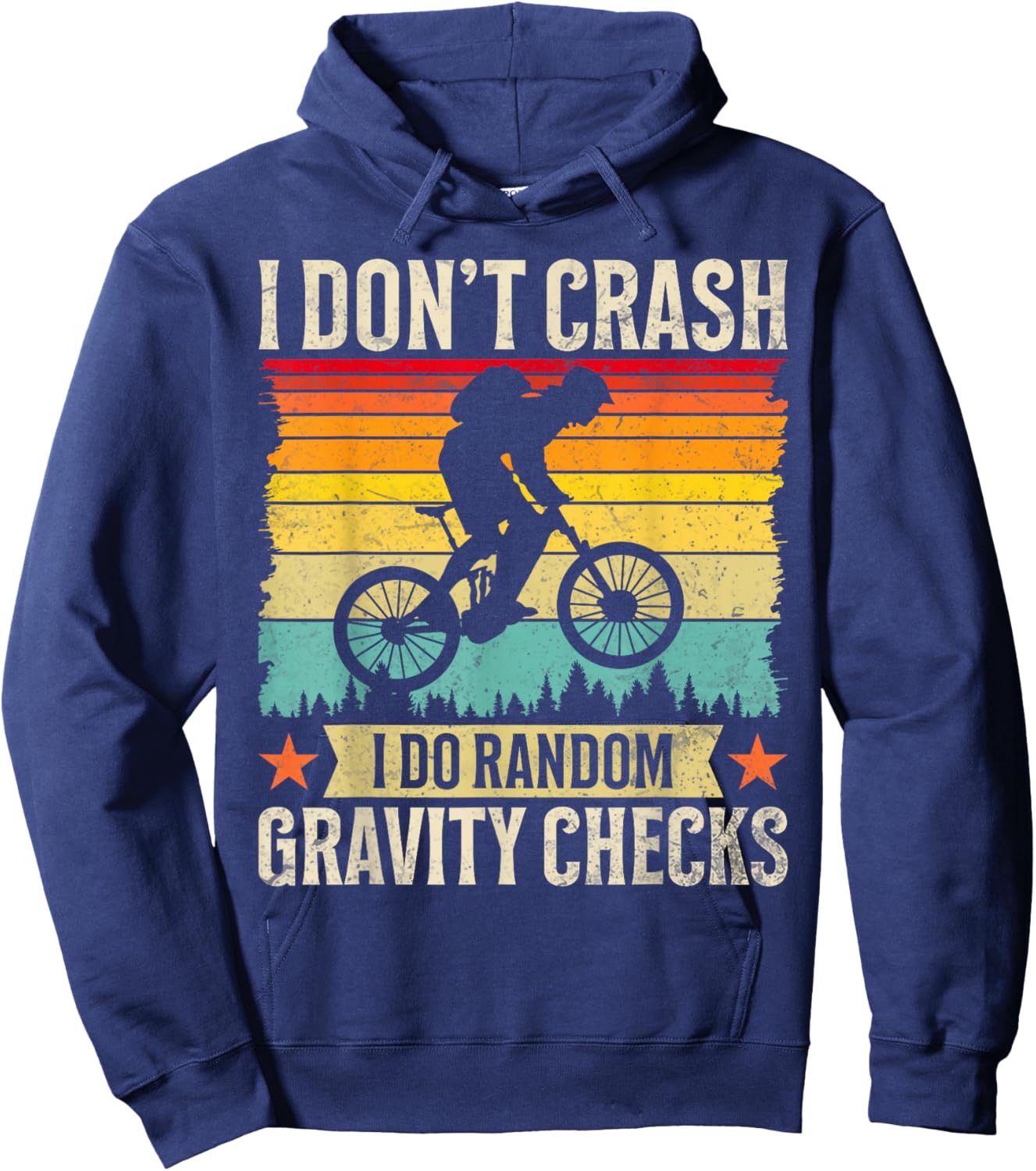 Mountain Bike Gravity Check Funny Downhill Crash Hoodie - Hoodie | Navy