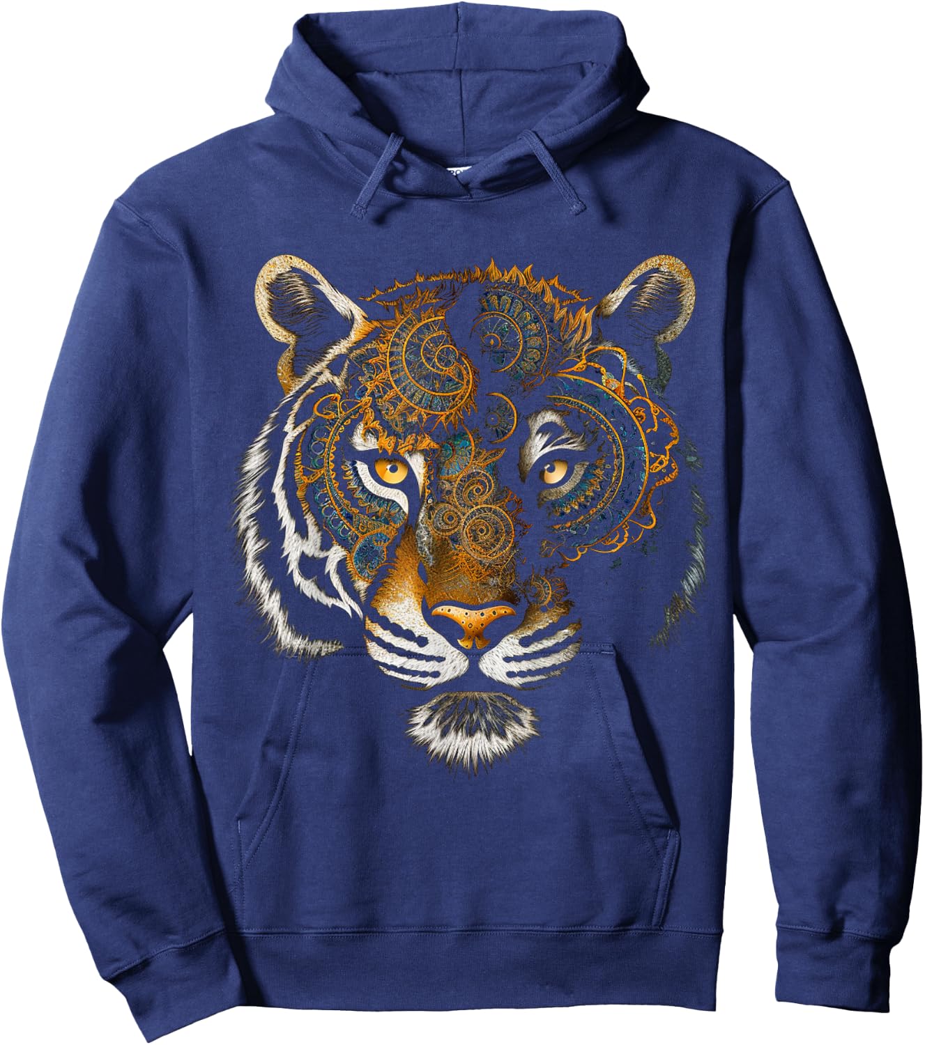 Tiger Mandala Fantasy Animal Art Motif Tiger Hoodie - Hoodie | Navy