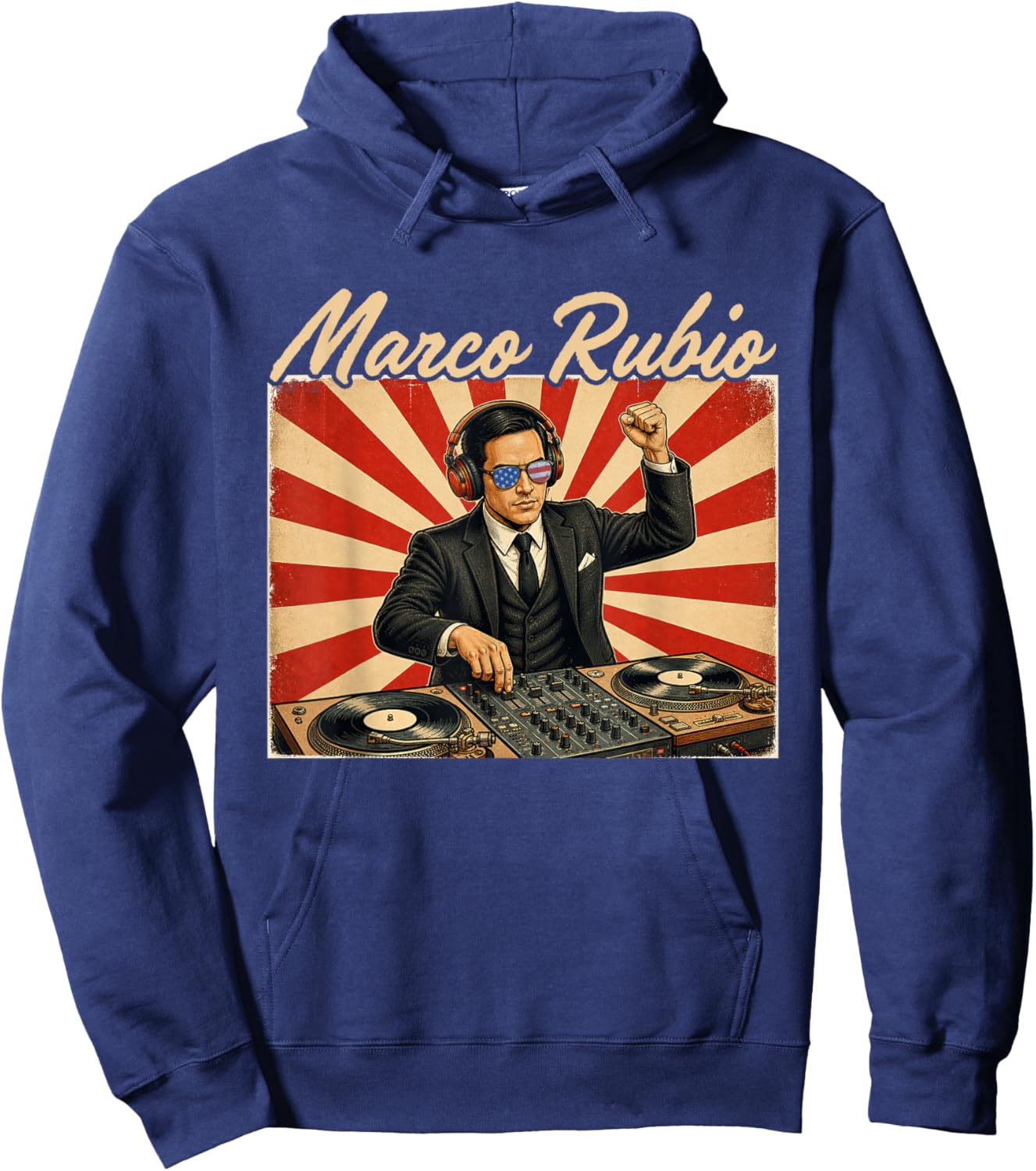 Marco Rubio Funny Vintage Sunglasses US Flag Hoodie - Hoodie | Navy