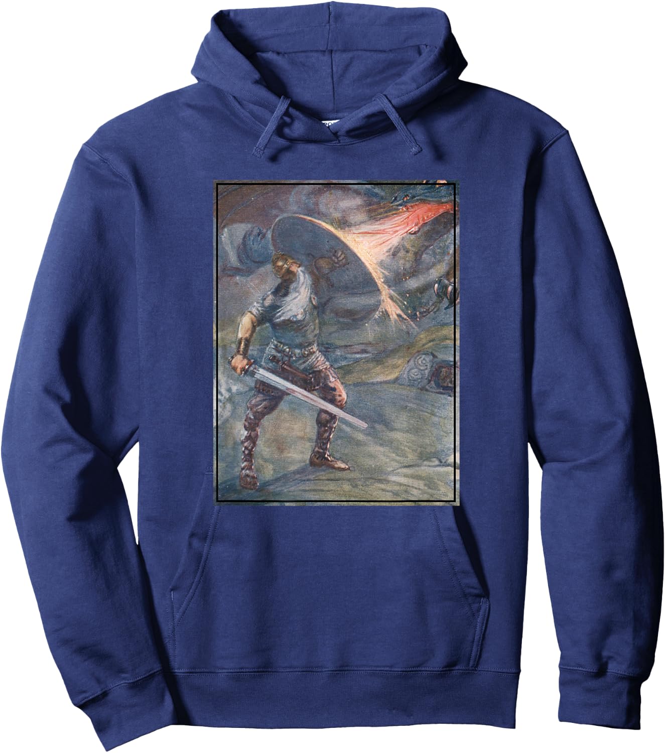 Beowulf Fighting The Dragon Hoodie - Hoodie | Navy