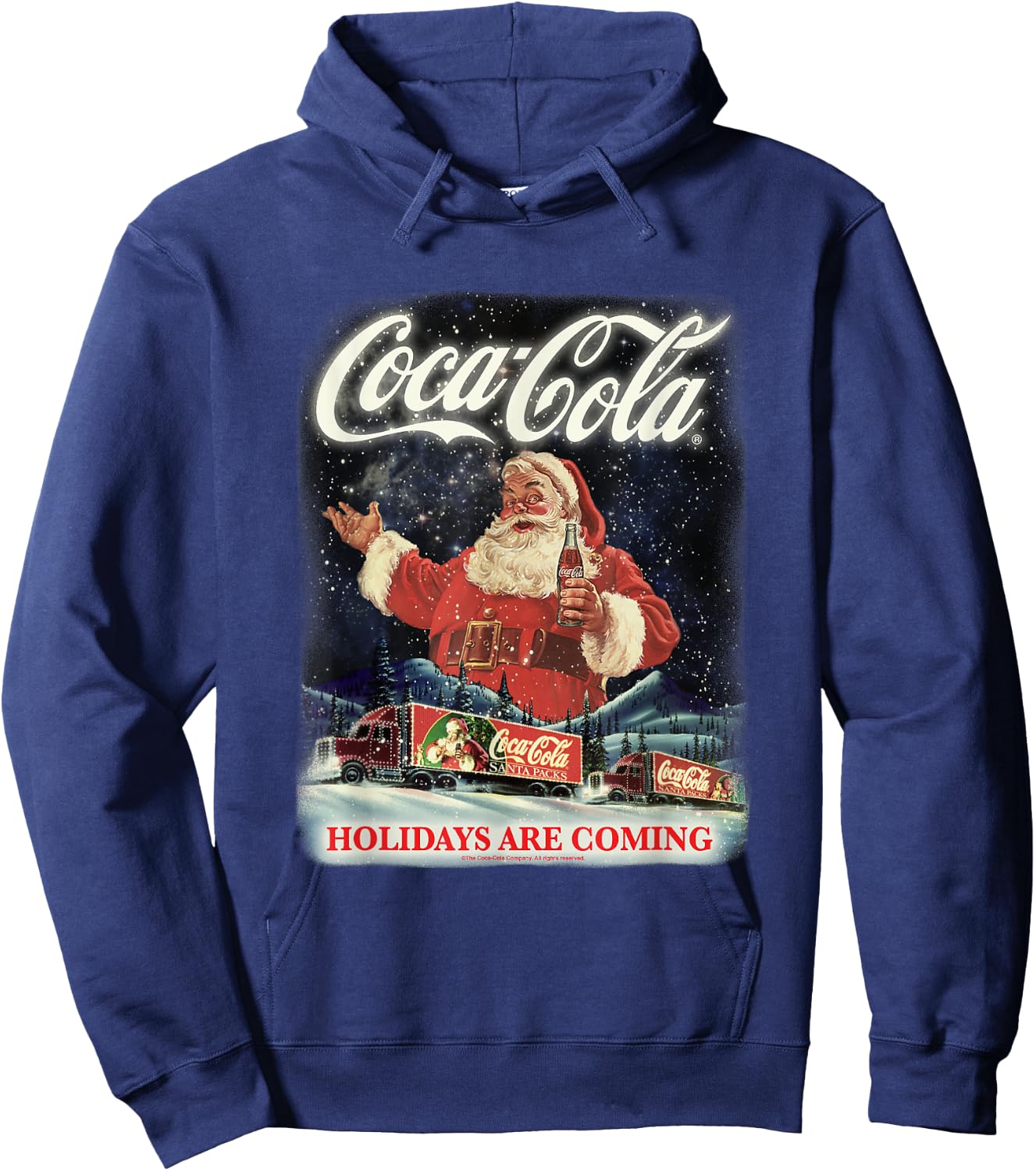 Coca Cola Santa Holidays Are Coming Christmas Hoodie - Hoodie | Navy