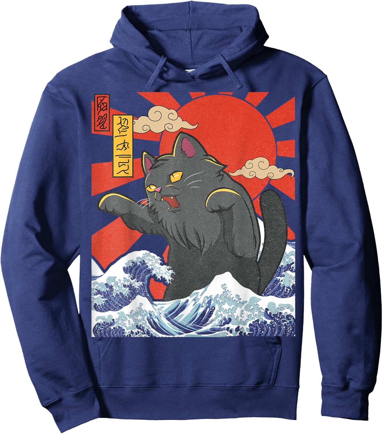 Catzilla Cat Japanese Art Funny Cat Gifts Women Kids Hoodie - Hoodie | Navy