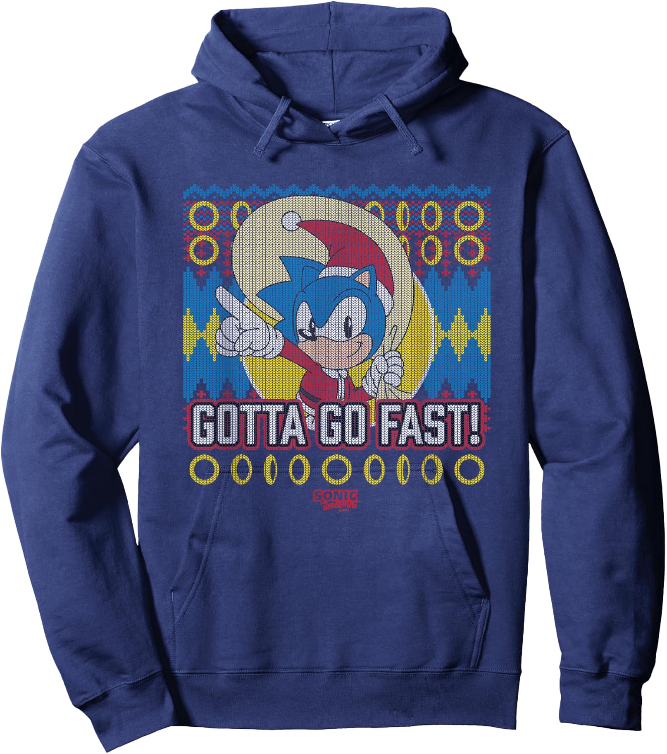 Sonic The Hedgehog Christmas Gotta Go Fast! Ugly Sweater Hoodie - Hoodie | Navy