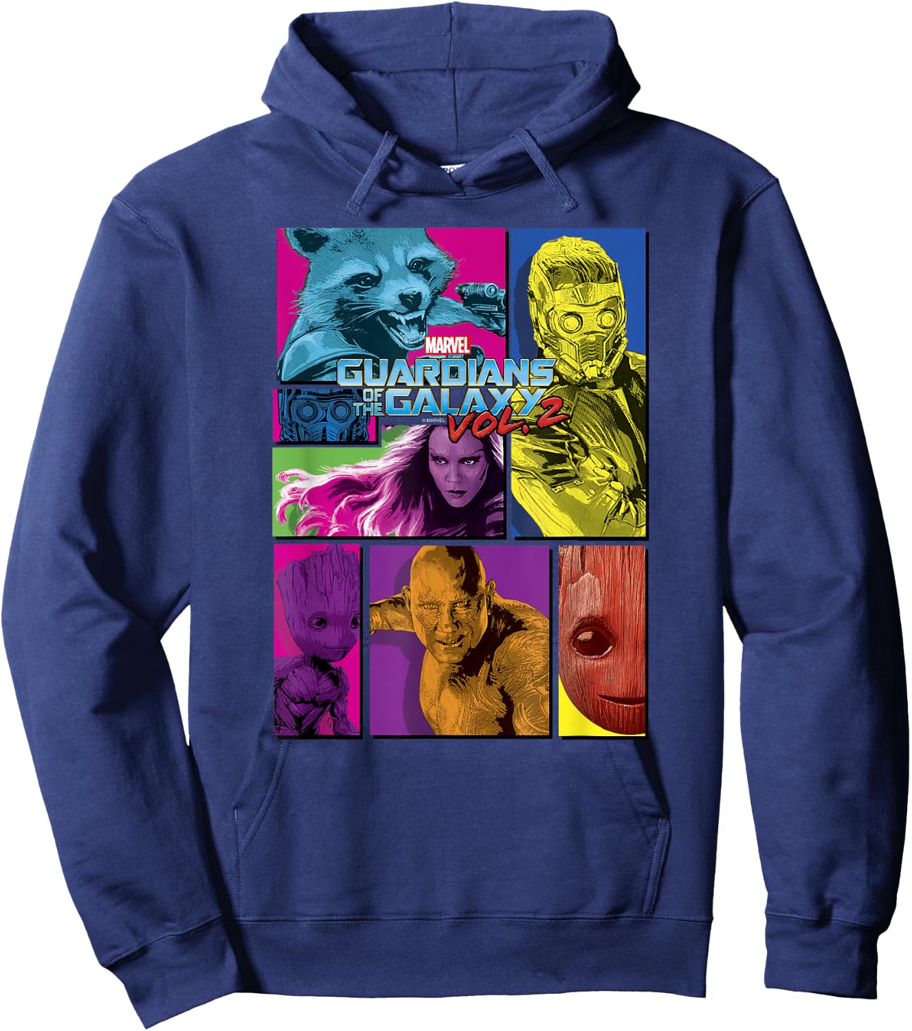 Marvel Guardians of The Galaxy Vol 2 Neon Team Panels Hoodie - Hoodie | Navy