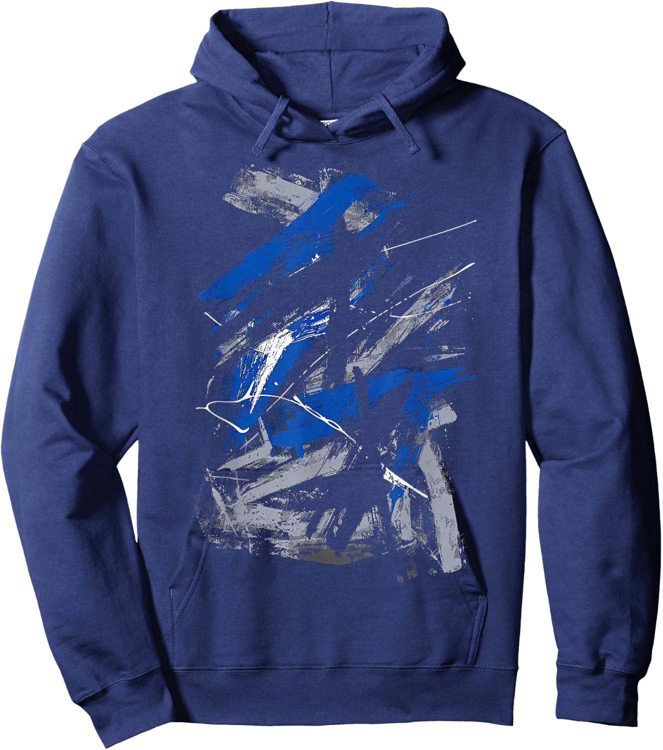 Blue and Black Urban Art Graphic Hoodie - Hoodie | Navy