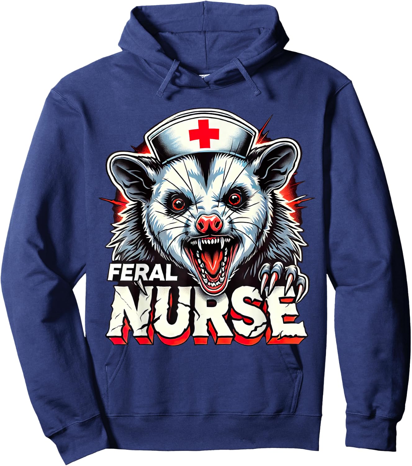 Funny Feral Nurse Possum Nursing Student RN CNA LPN Hoodie - Hoodie | Navy