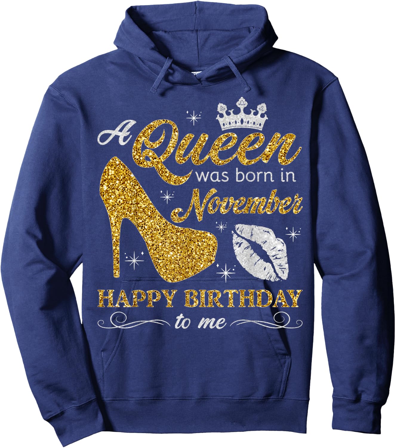 A Queen Was Born in November Women Girls November Birthday Hoodie - Hoodie | Navy