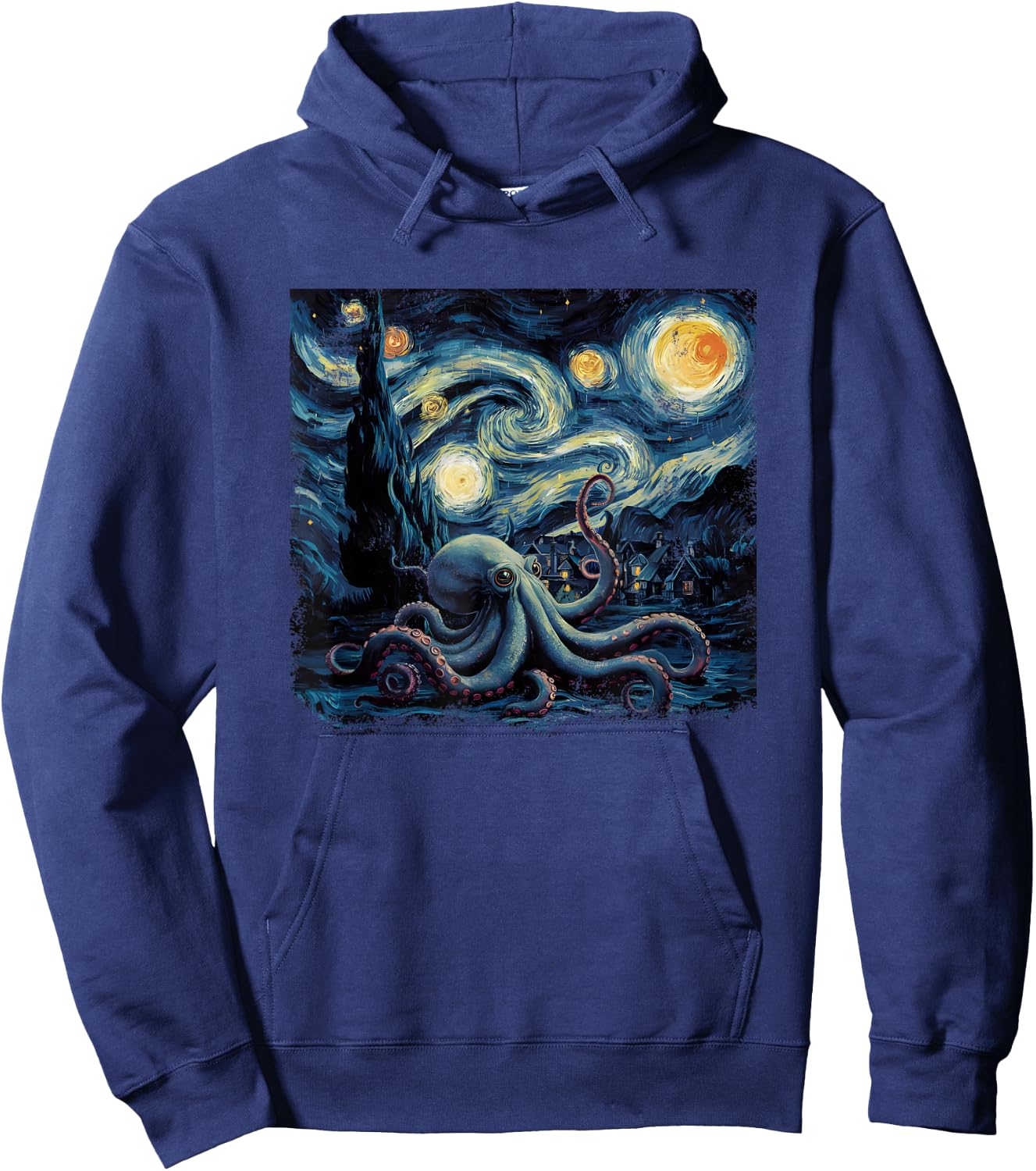 Starry Night Van Gogh Painting Octopus Lover Hoodie - Hoodie | Navy
