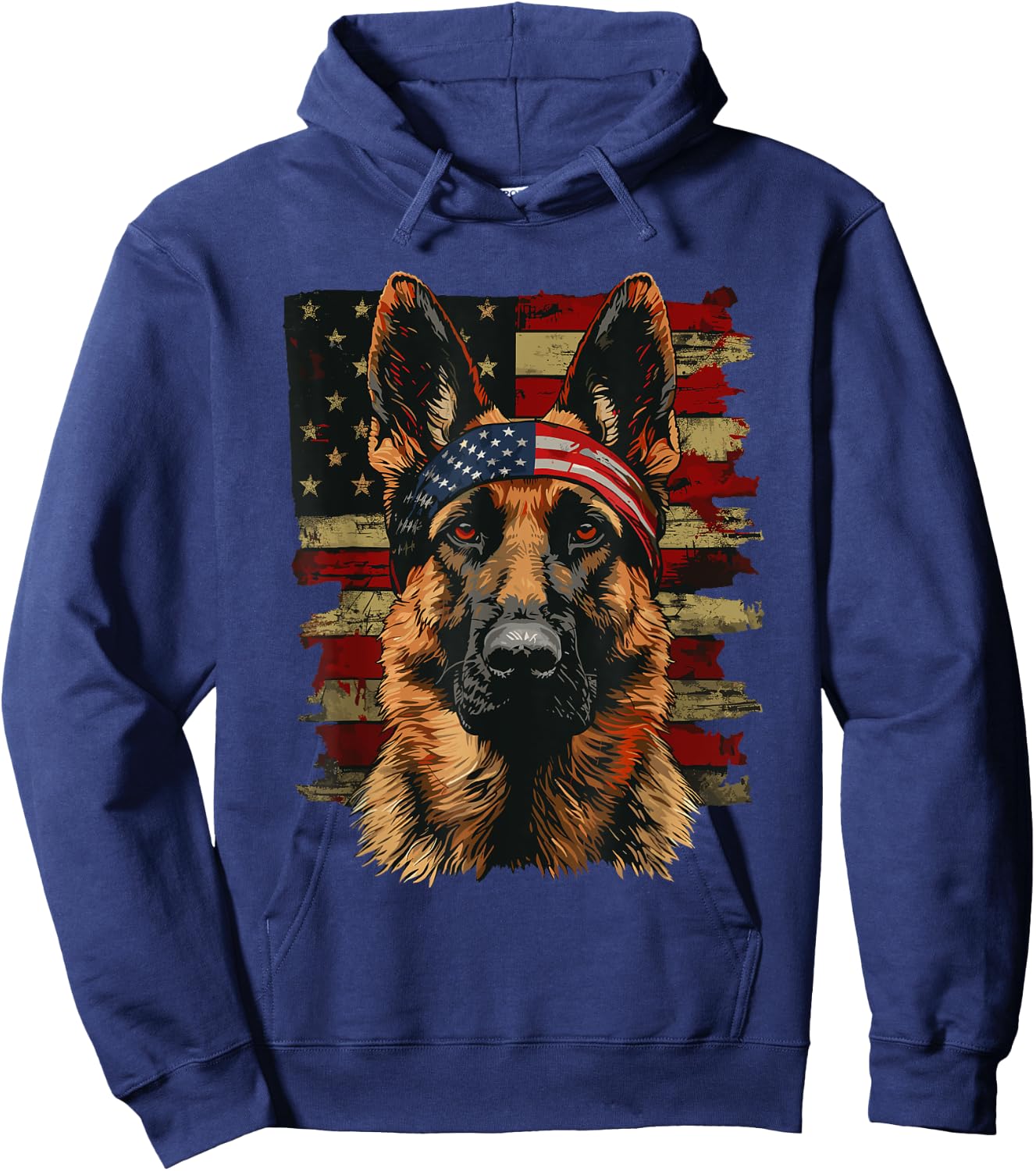 German Shepherd Patriotic 4th Of July USA American Flag Hoodie - Hoodie | Navy