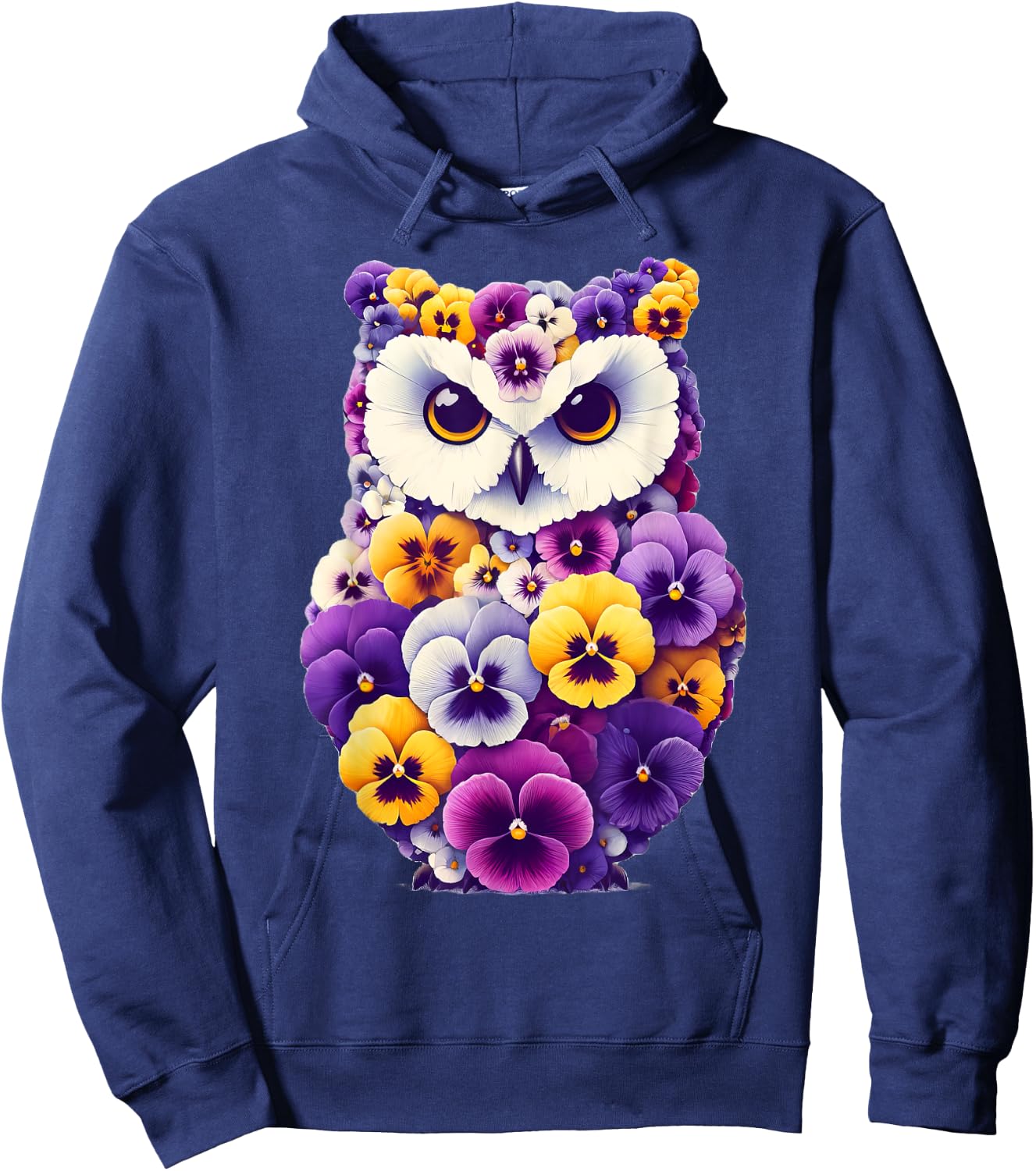Pansies Owl Flower Pansy Gardening Floral Hoodie - Hoodie | Navy