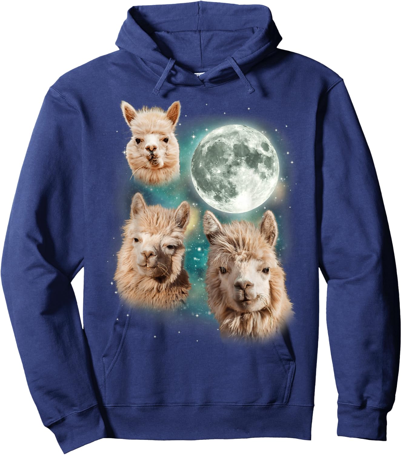 Three Alpacas Howling At The Moon | Alpaca Farm Owner Parody Hoodie - Hoodie | Navy