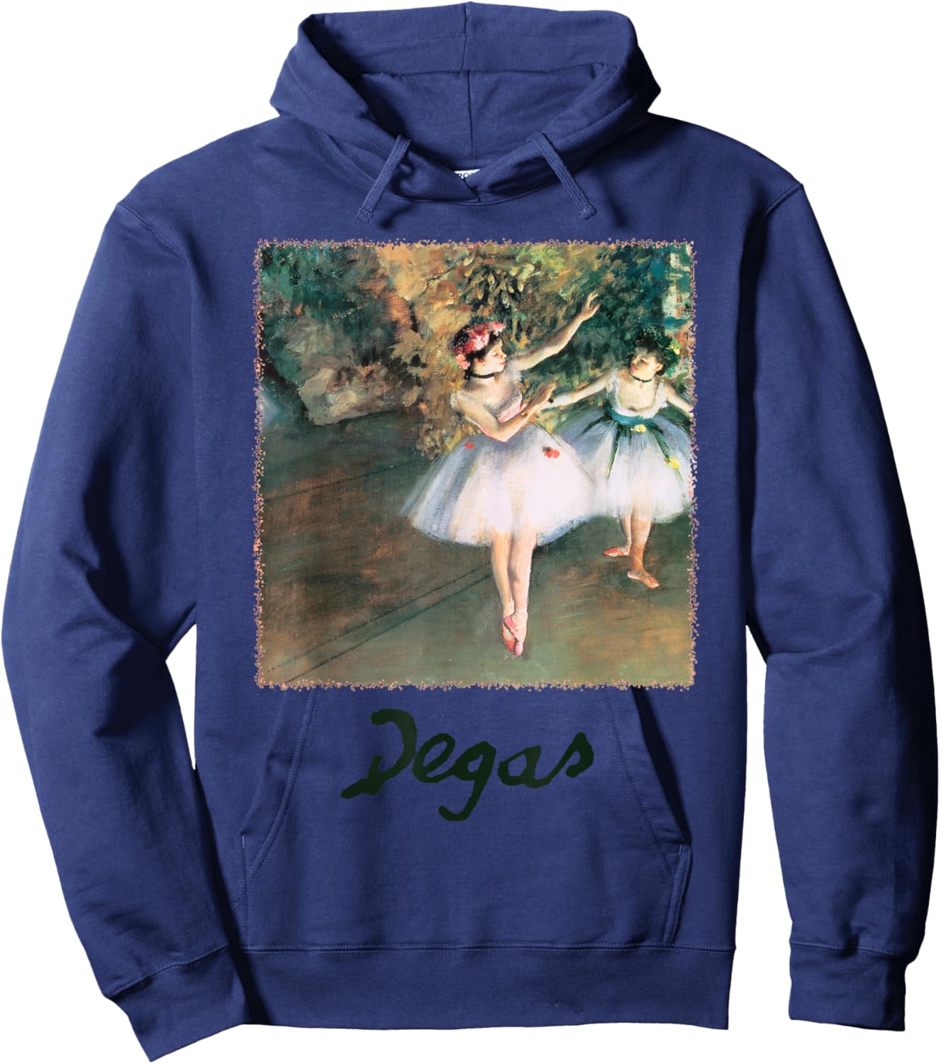 Two Dancers on a Stage by Edgar Degas, Ballerina Ballet Art Hoodie - Hoodie | Navy