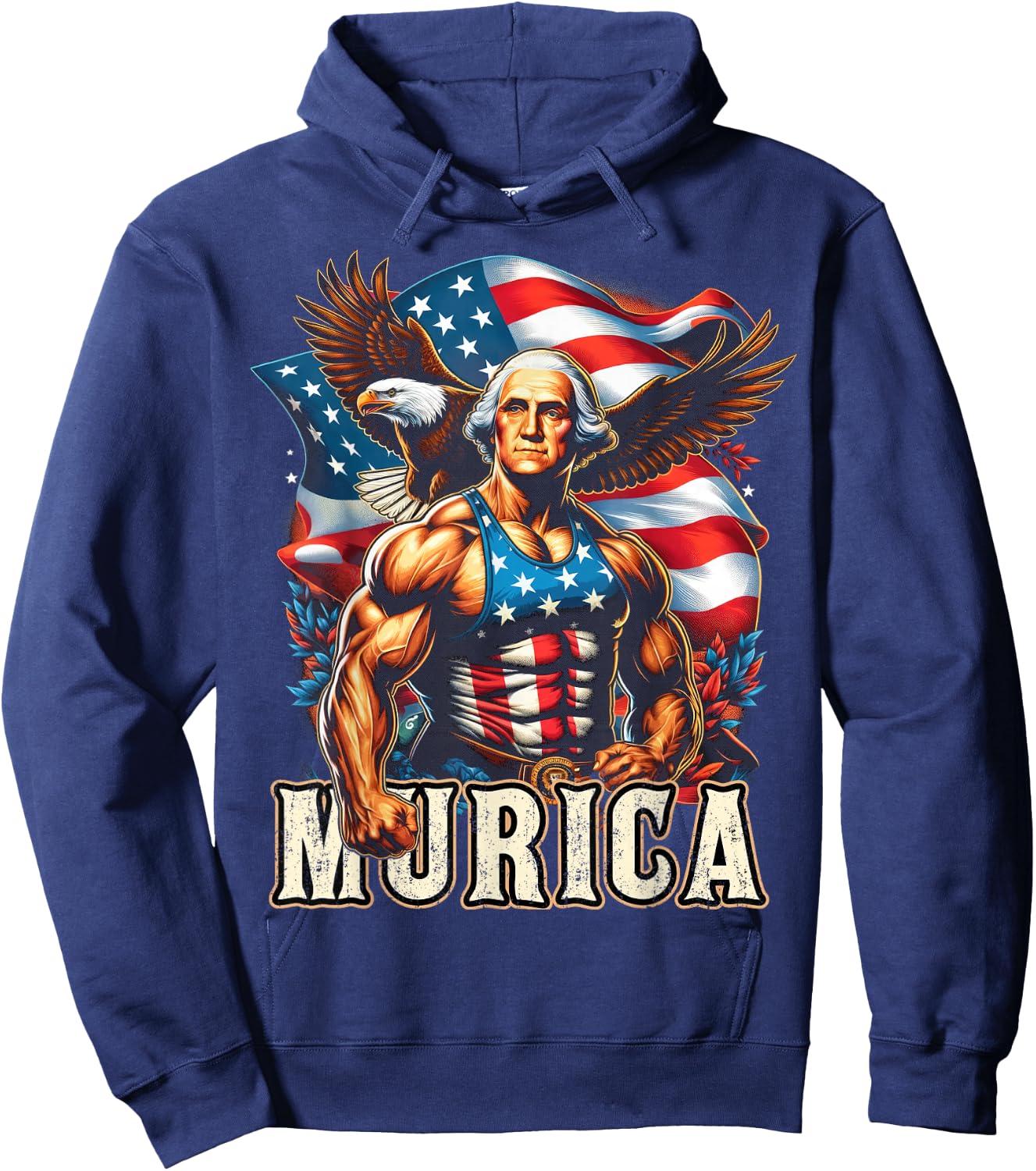 4th of July Patriotic Funny George Washington July 4th USA Hoodie - Hoodie | Navy