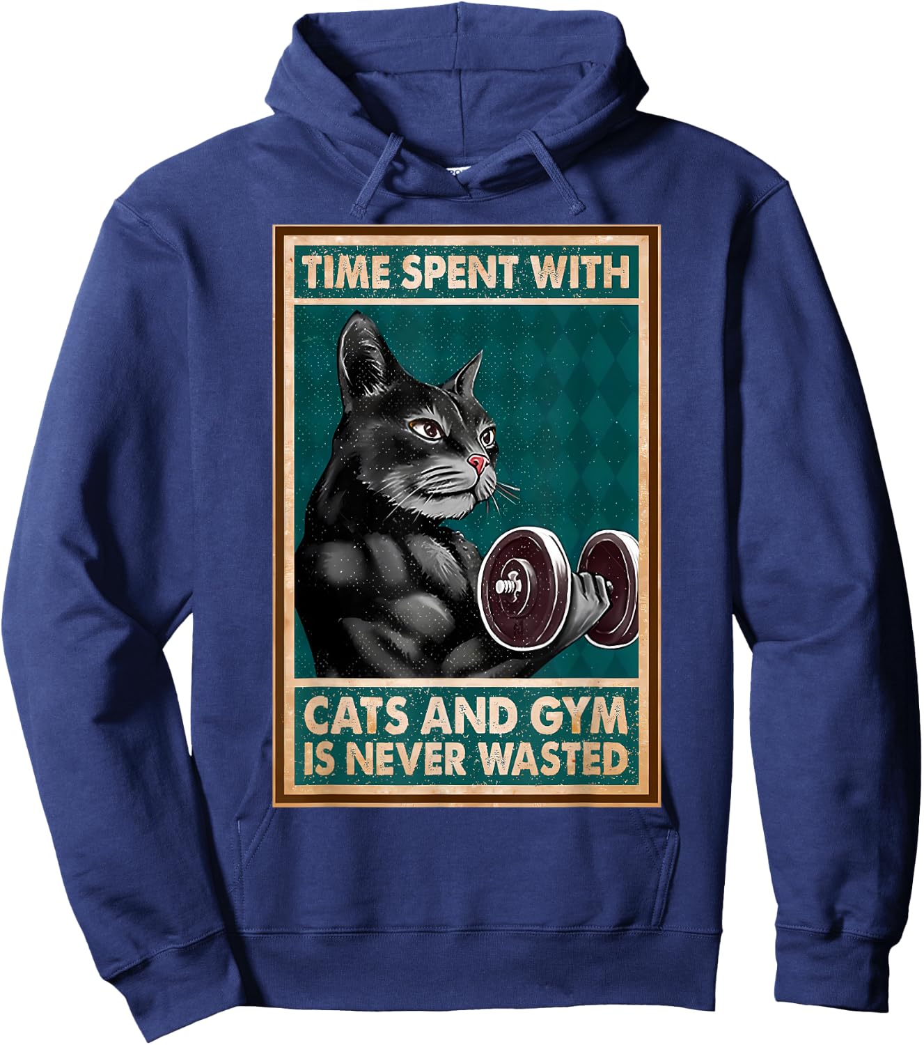 Time Spent With Cats And Gym Is Never Workout Bodybuilding Hoodie - Hoodie | Navy