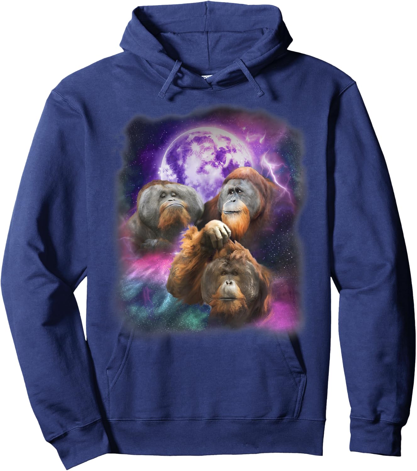 Orangutans Howling at the Moon Shirt - Funny Orangutan Hoodie - Hoodie | Navy