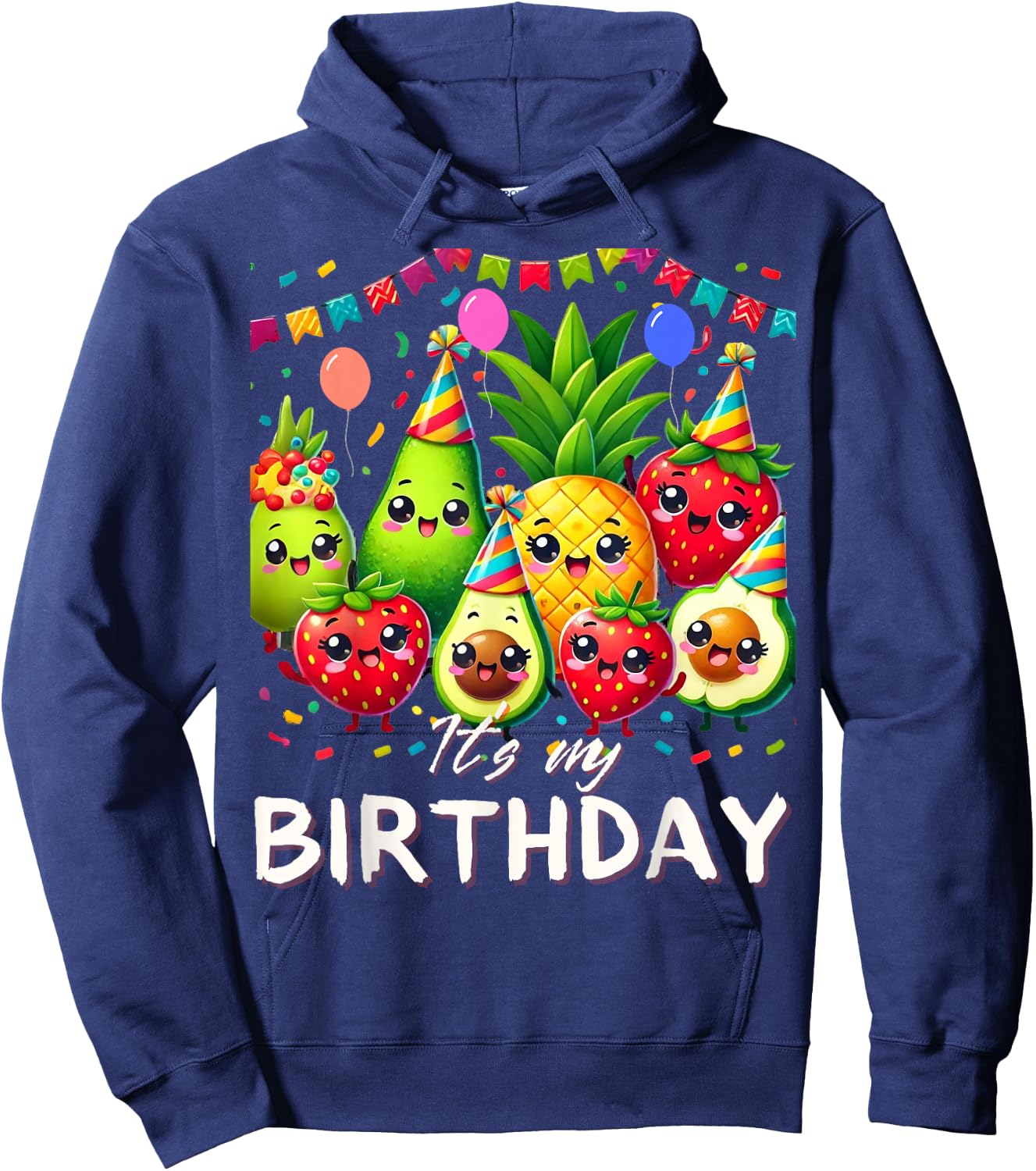 My Birthday Toddler Kids Birthday Boy Girl Funny Fruit Hoodie - Hoodie | Navy