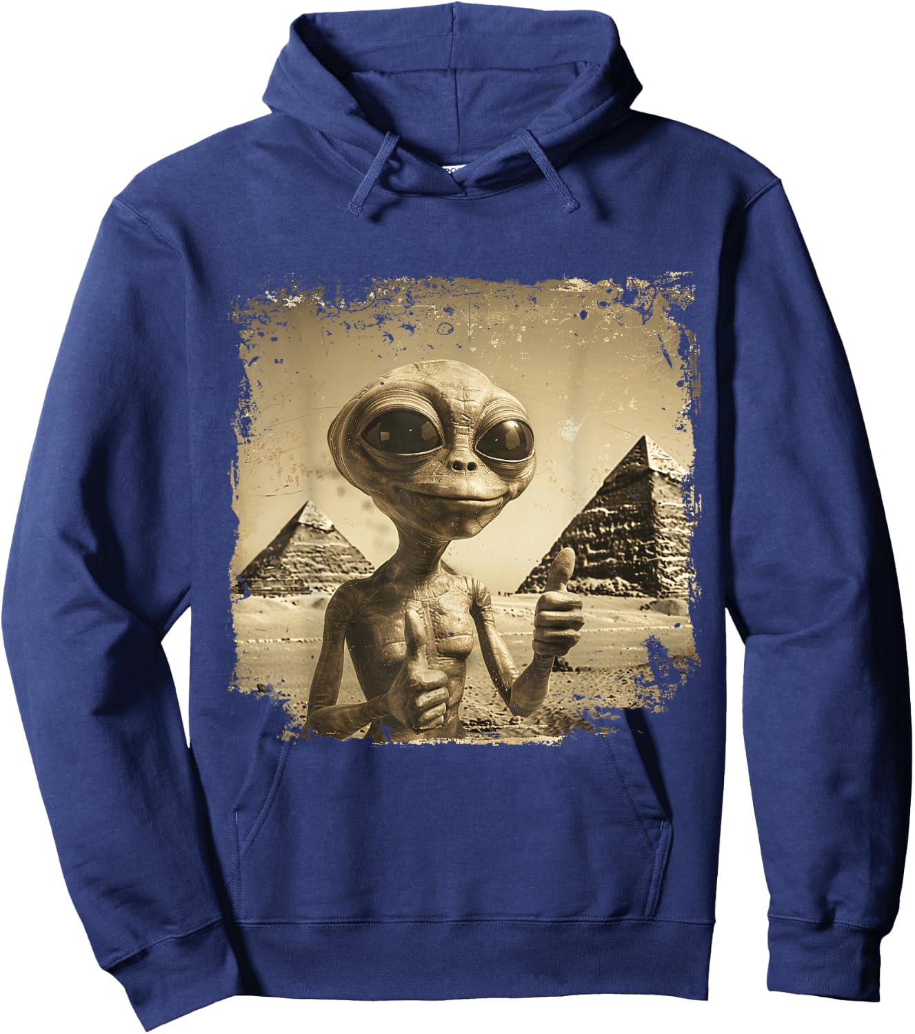Alien Face Ancient Pyramids Thumbs Sci-Fi Egypt Hoodie - Hoodie | Navy