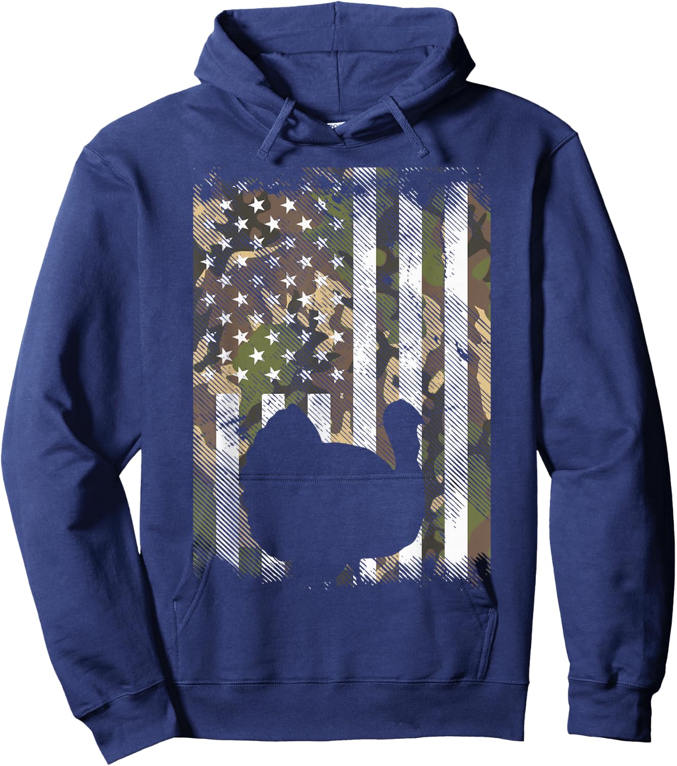 Camo US America Flag Turkey Day Hunting Thanksgiving Gift Hoodie - Hoodie | Navy
