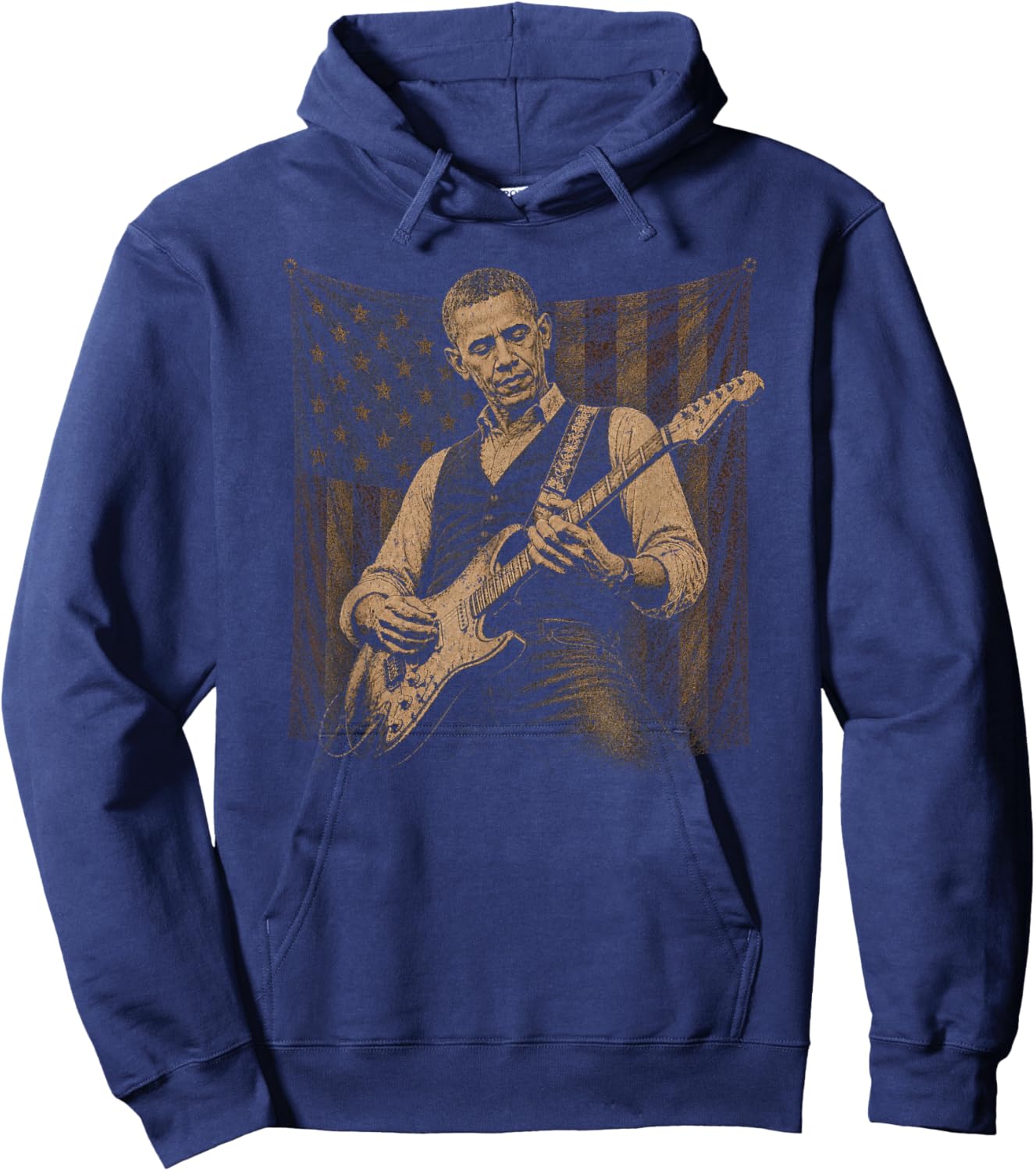 Barack Obama Playing Guitar Patriotic American Rock Music Hoodie - Hoodie | Navy