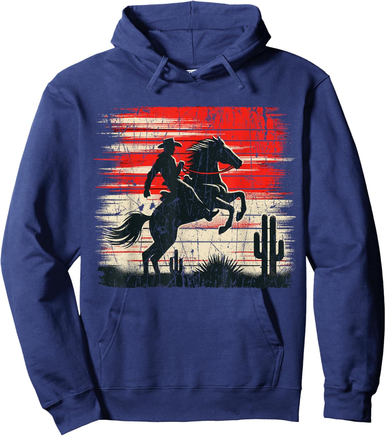 Horse Riding Western Rodeo Retro Cowboy Hoodie - Hoodie | Navy