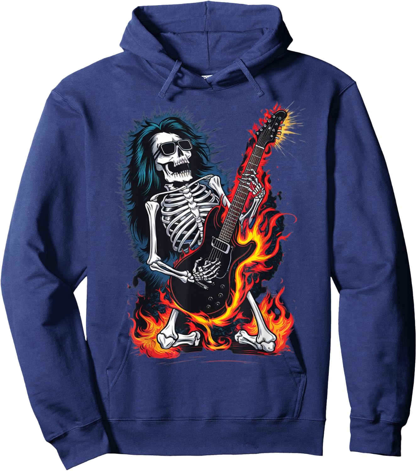 Skeleton Playing Guitar - Rock and Roll Band Hoodie - Hoodie | Navy