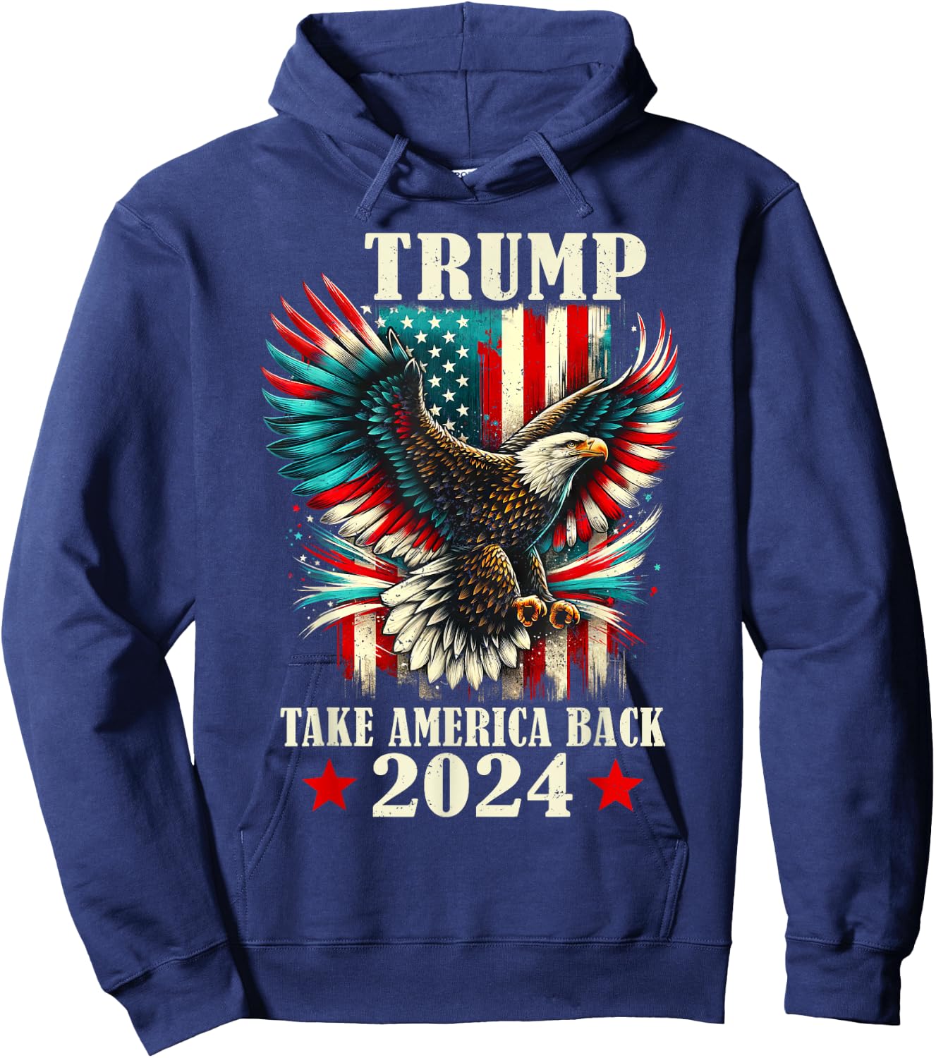 Patriotic Eagle USA Flag Trump 2024 Take America Back Hoodie - Hoodie | Navy
