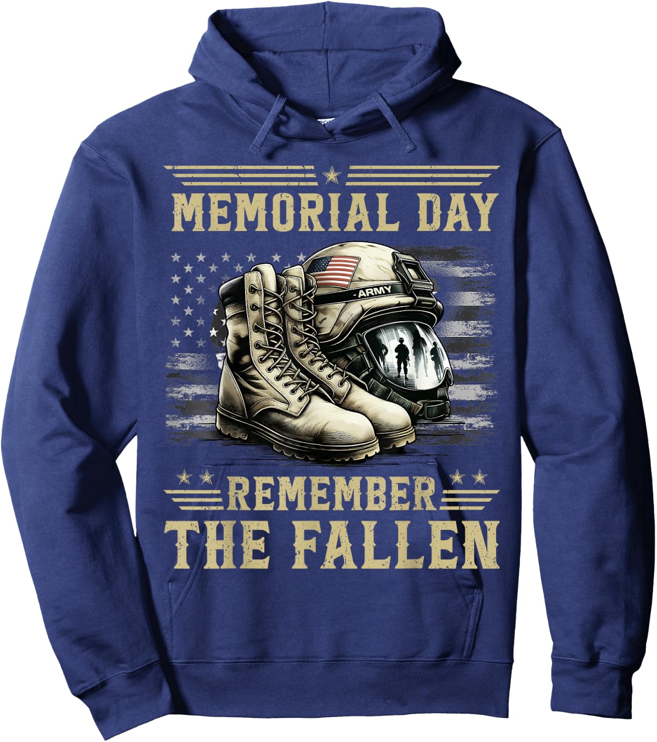 Memorial Day Remember The Fallen Veteran Military Camouflage Hoodie - Hoodie | Navy