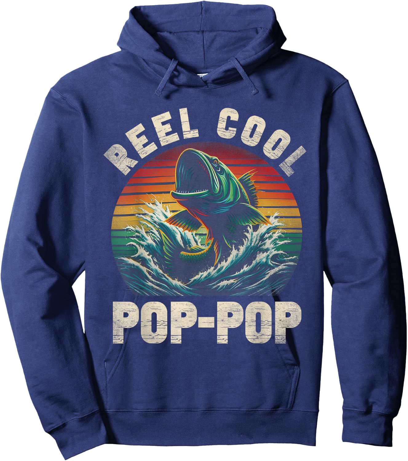 Reel Cool Pop Pop Fishing PopPop Father's Day Fisherman Fish Hoodie - Hoodie | Navy
