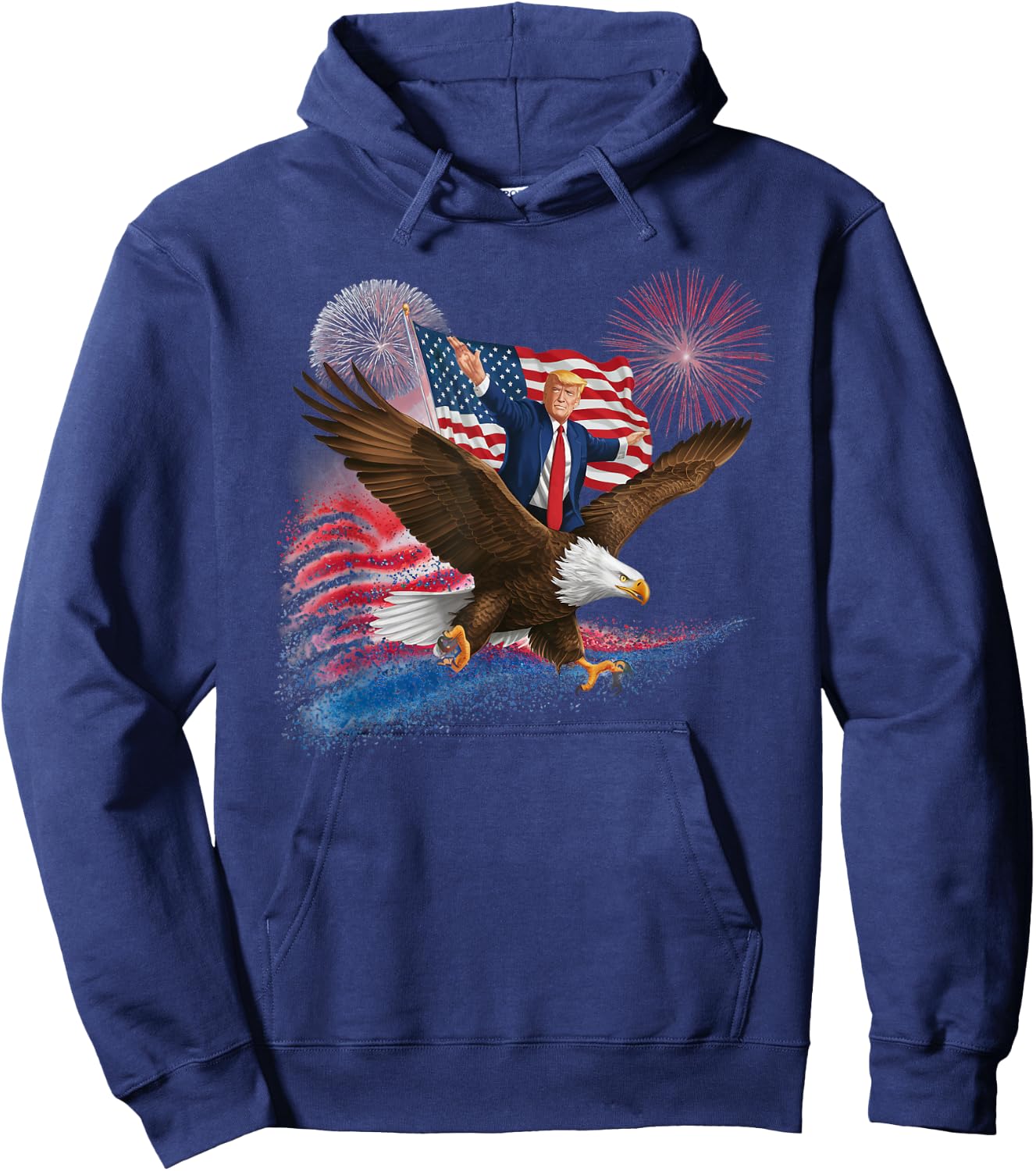Patriotic Trump Bald Eagle American Pride USA Flag July 4th Hoodie - Hoodie | Navy