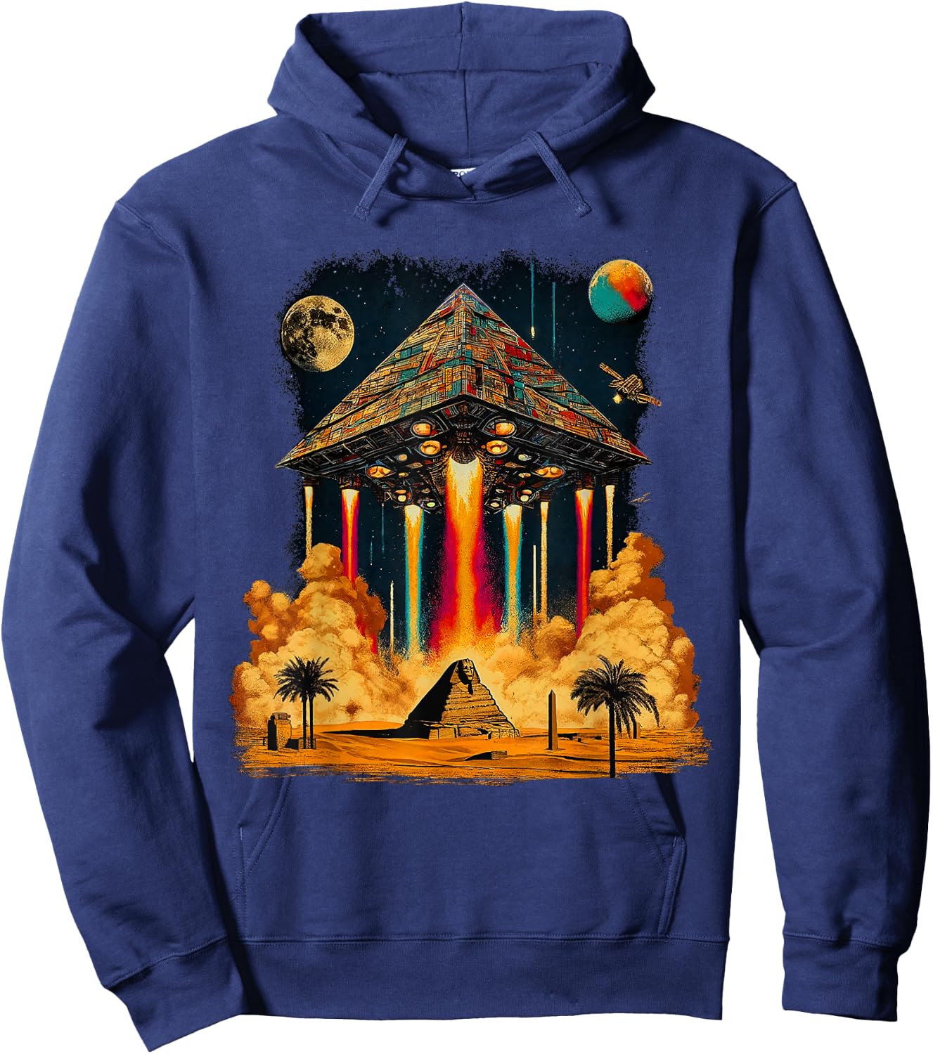 UFO Ancient Alien Pyramid Spaceship ancient astronaut Hoodie - Hoodie | Navy