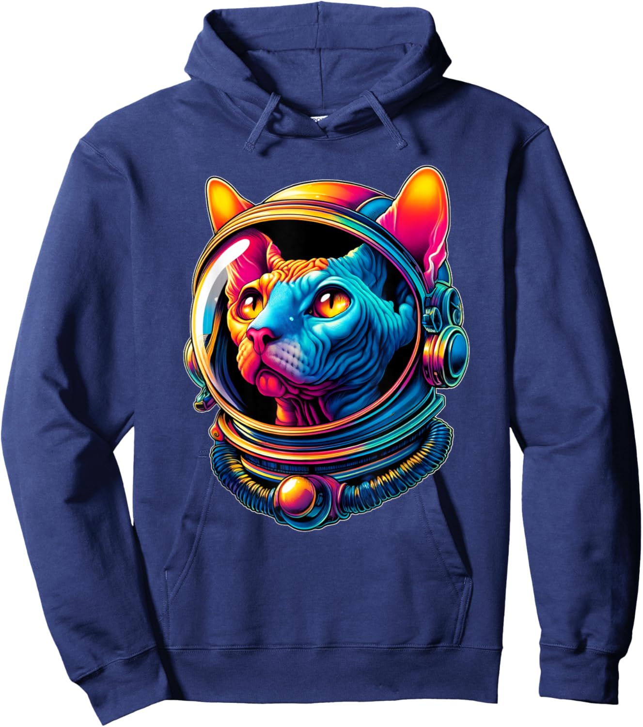Astronaut Hairless Sphynx Cat Colorful Women Girls Kids Hoodie - Hoodie | Navy