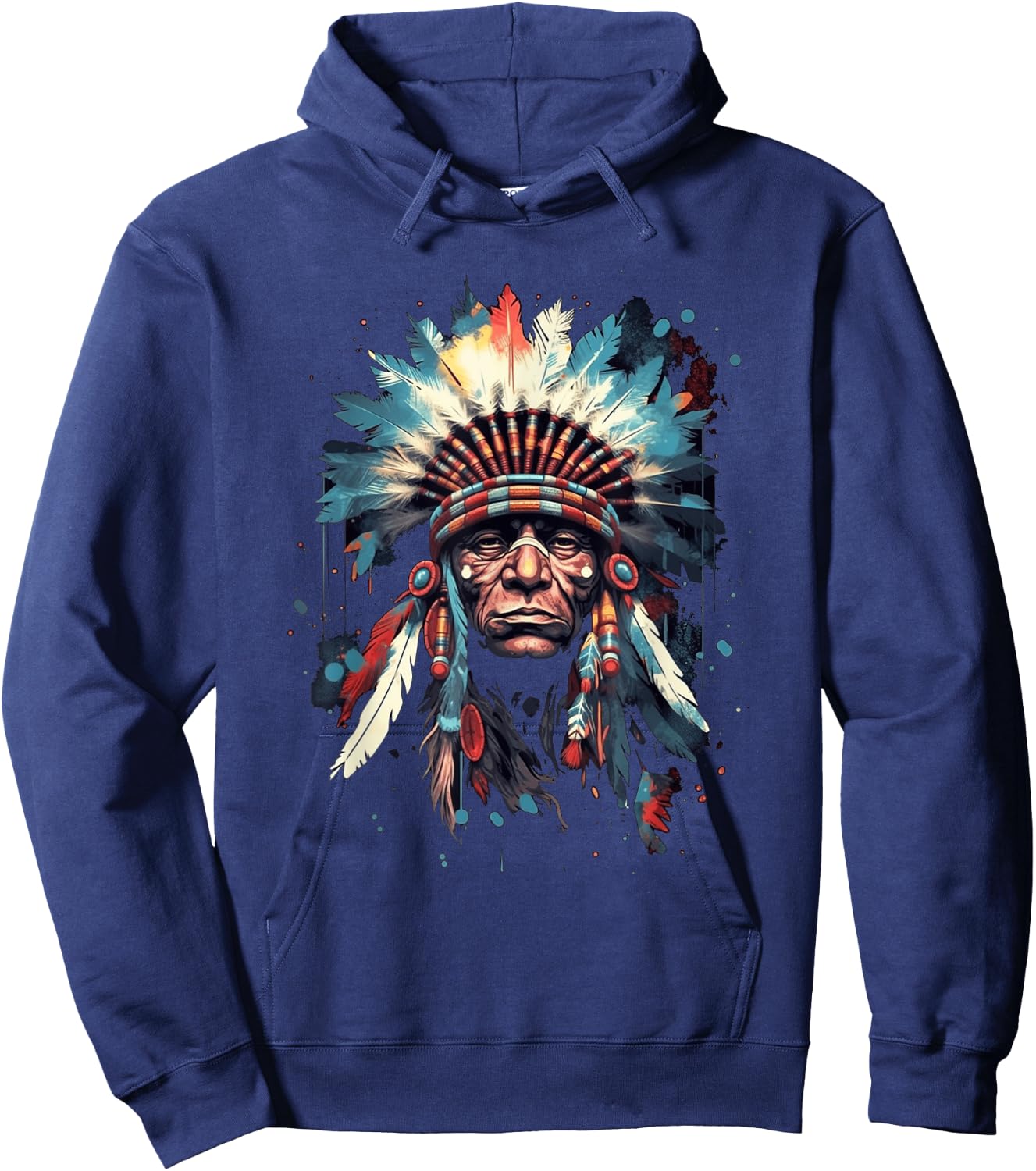 Native American Indian Headdress Traditional Art Men Women Hoodie - Hoodie | Navy