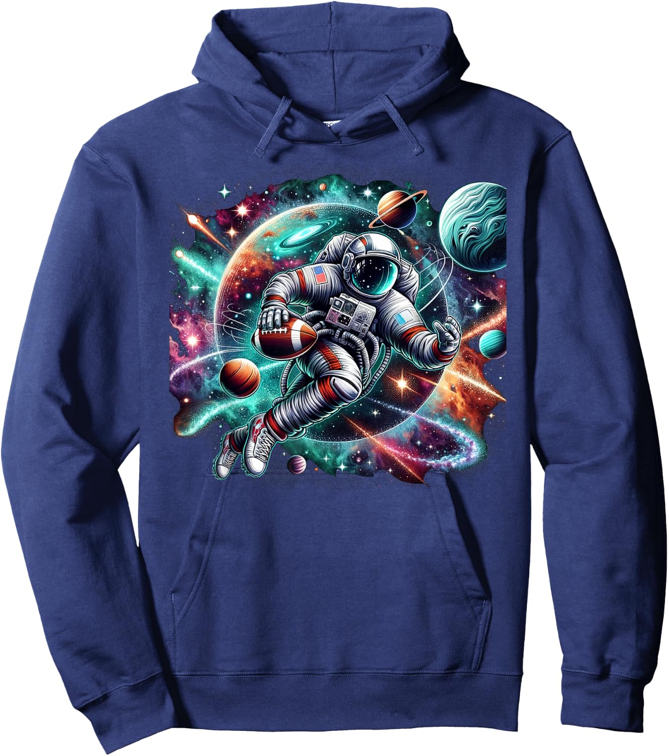 Cool Galaxy Football player Astronaut on American Football Hoodie - Hoodie | Navy