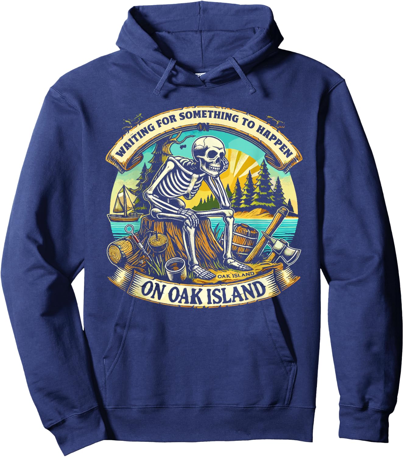 Skeleton Oak Island Mystery Treasure Hunting Treasure Hunter Hoodie - Hoodie | Navy