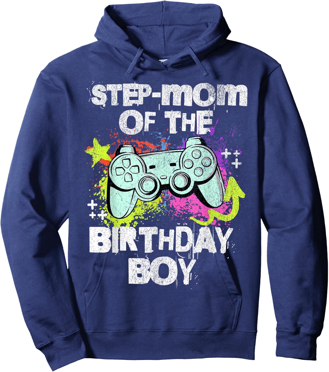 Step-mom of the Birthday Boy Video Game Gamer Hoodie - Hoodie | Navy