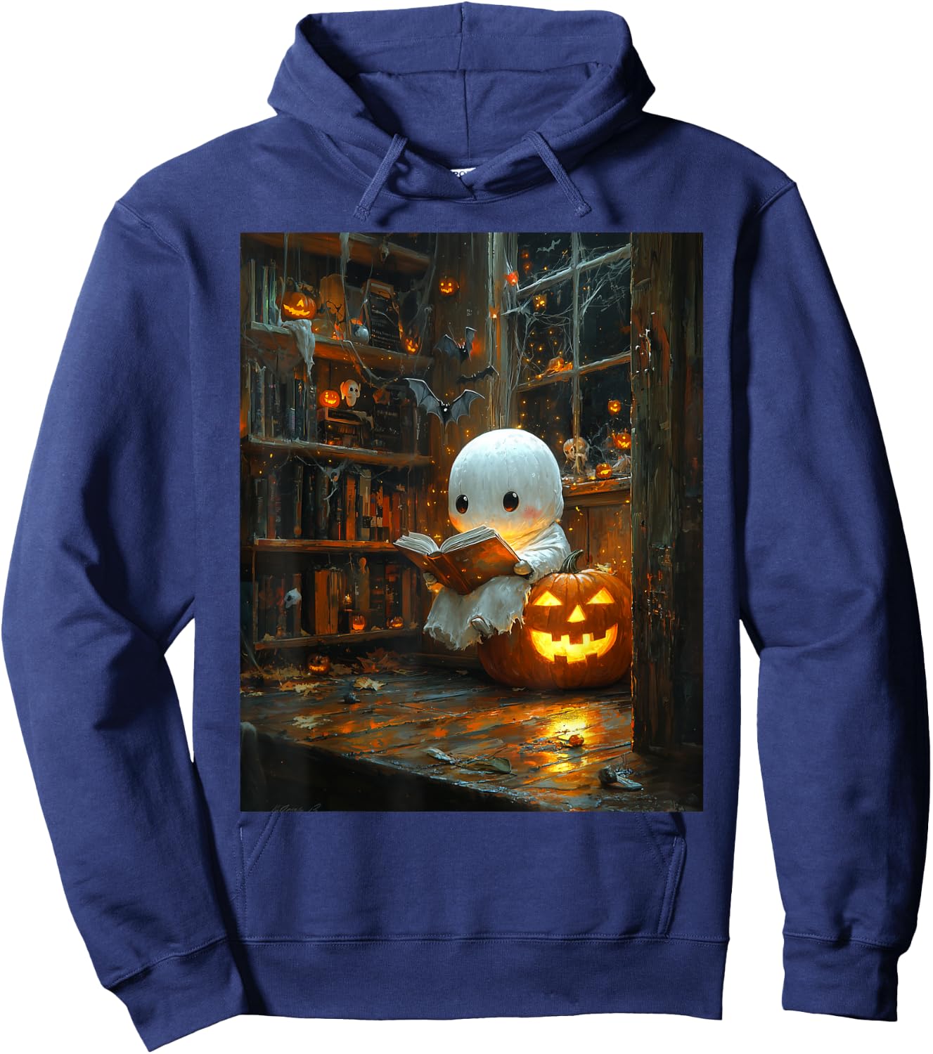 Halloween Girls Design Ghost Book Boys Spooky Kids Halloween Hoodie - Hoodie | Navy