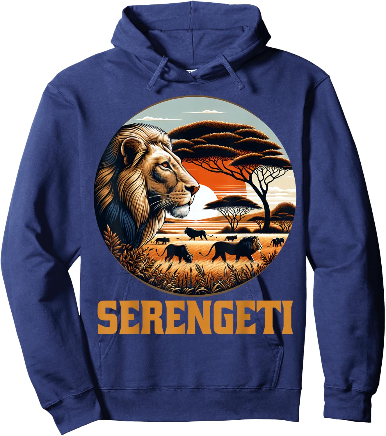 Serengeti National Park African Lion Safari Tanzania Hoodie - Hoodie | Navy