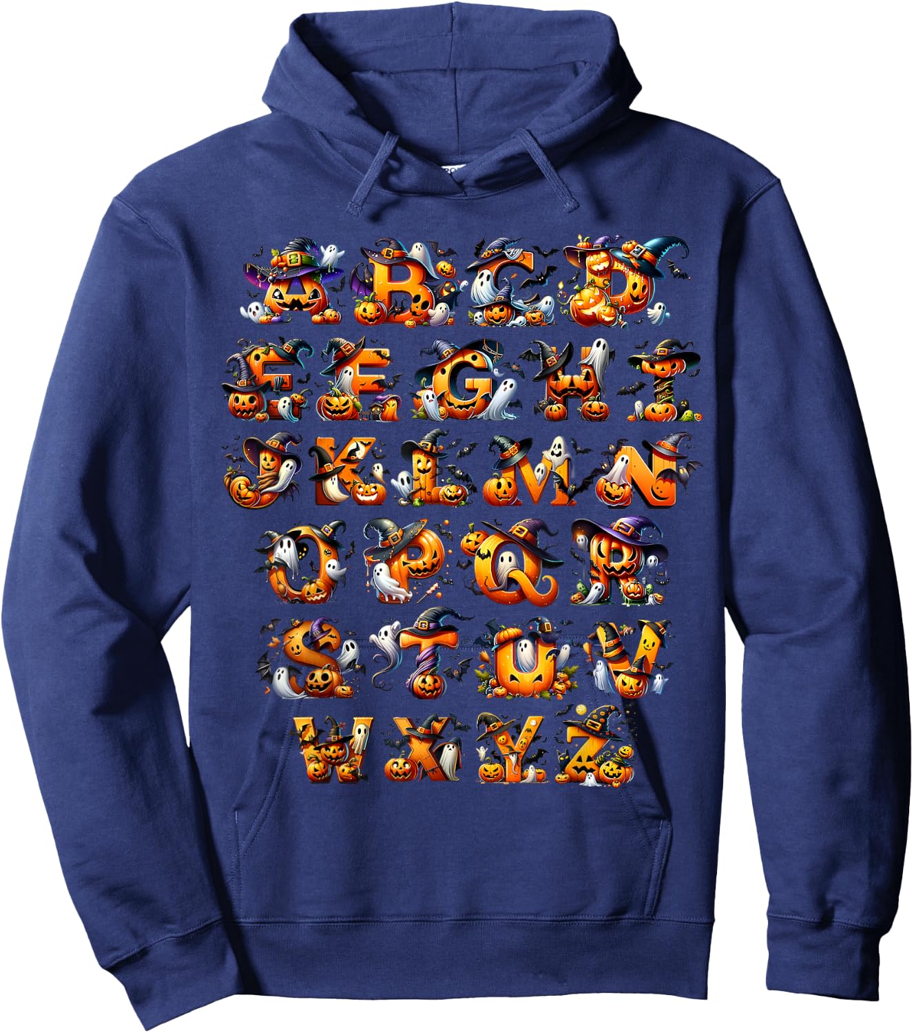 Spooky Halloween Alphabet ABCs Kindergarten Teacher Kids Hoodie - Hoodie | Navy