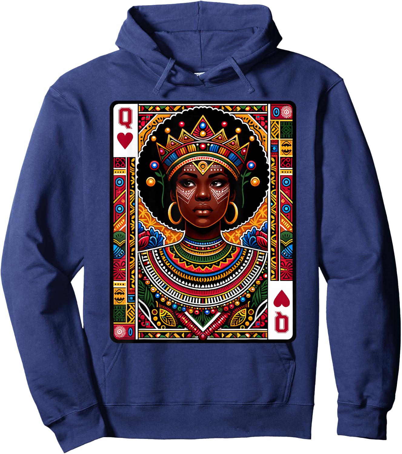 African Queen Card Melanin Black Pride BLM Juneteenth Hoodie - Hoodie | Navy