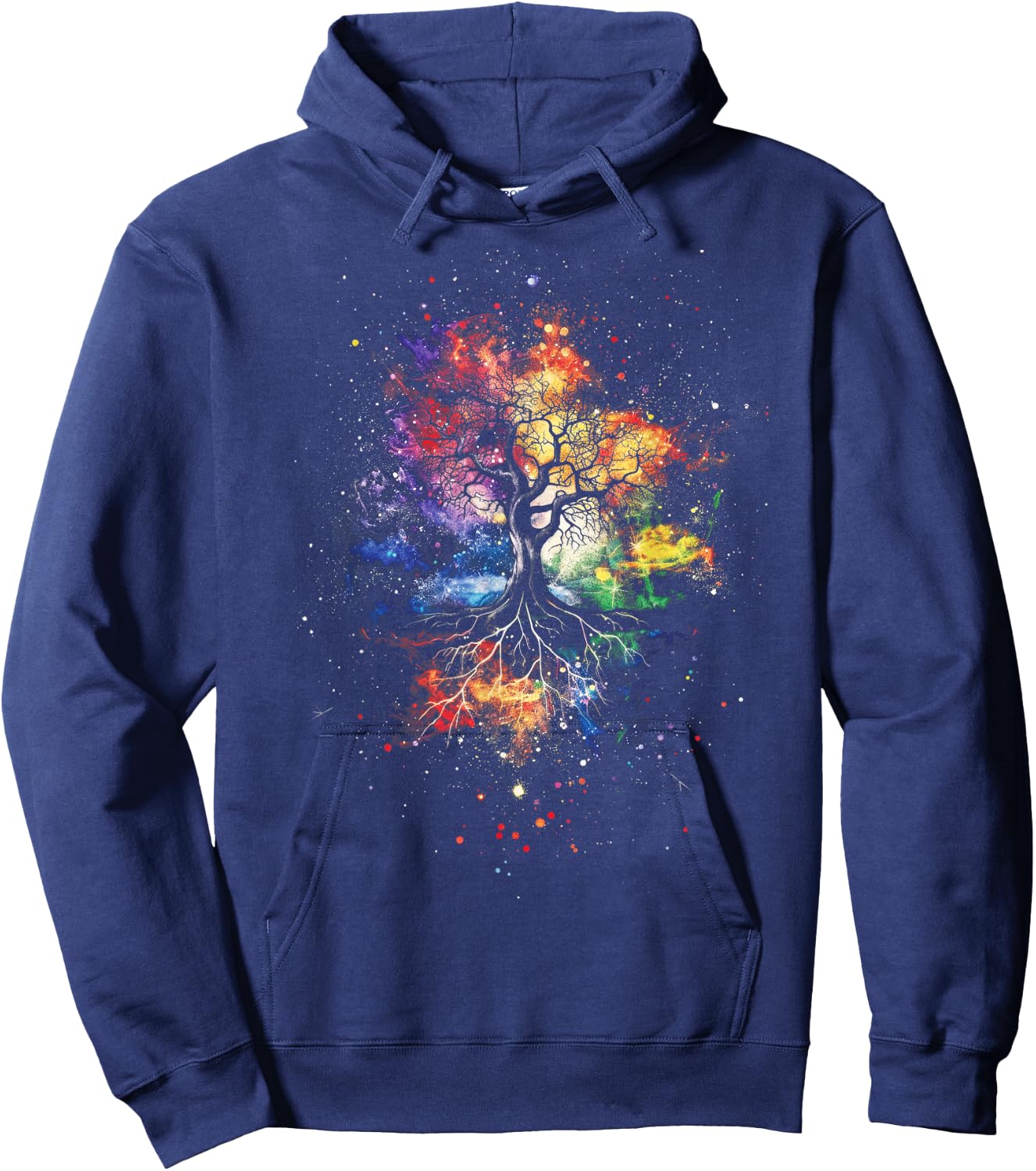 Tree Life Fantasy Mystical Nature Spiritual -Adults , Black, Small, Short Sleeve, Graphic, All Seasons, Pull On, 1 Count, Artistic Design, Lightweight Comfort Hoodie - Hoodie | Navy