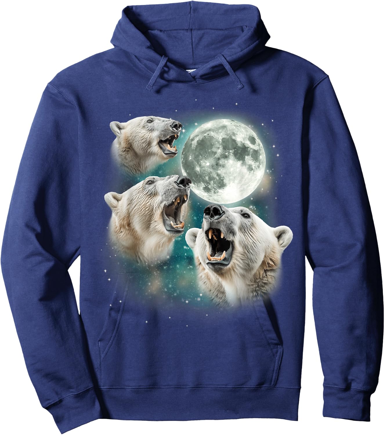 3 Snow Bear Moon | Funny Arctic Wildlife Howling Parody Hoodie - Hoodie | Navy