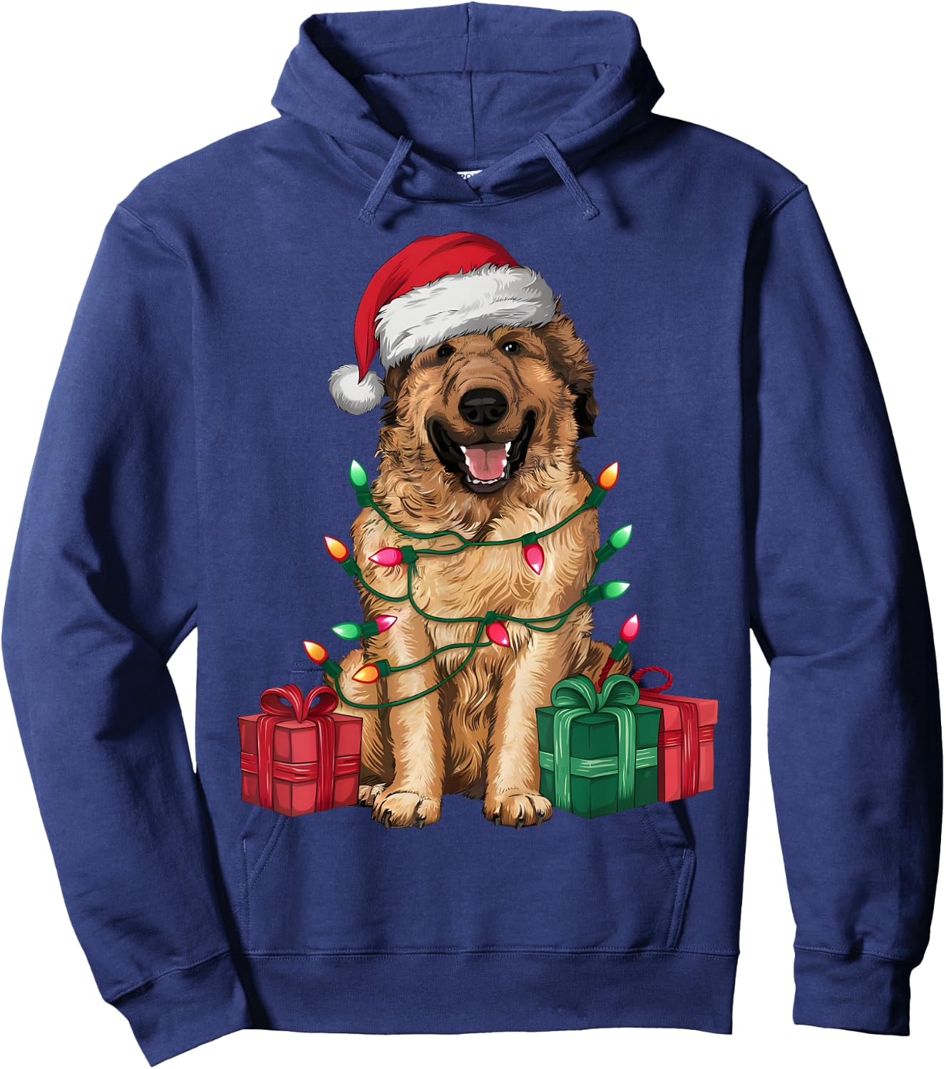 Xmas Lighting Santa Hat Anatolian Shepherd Dog Christmas Women Kids Hoodie - Hoodie | Navy