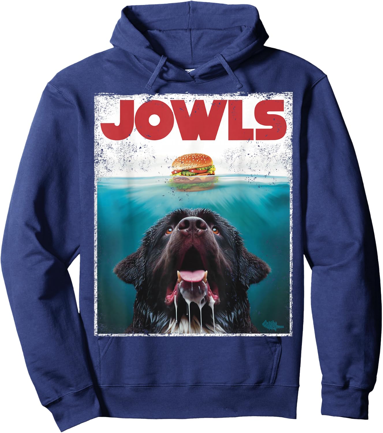 Newfie Jowls, Drooling Newfoundland Dog Paws, Mom Top, Dad Hoodie - Hoodie | Navy